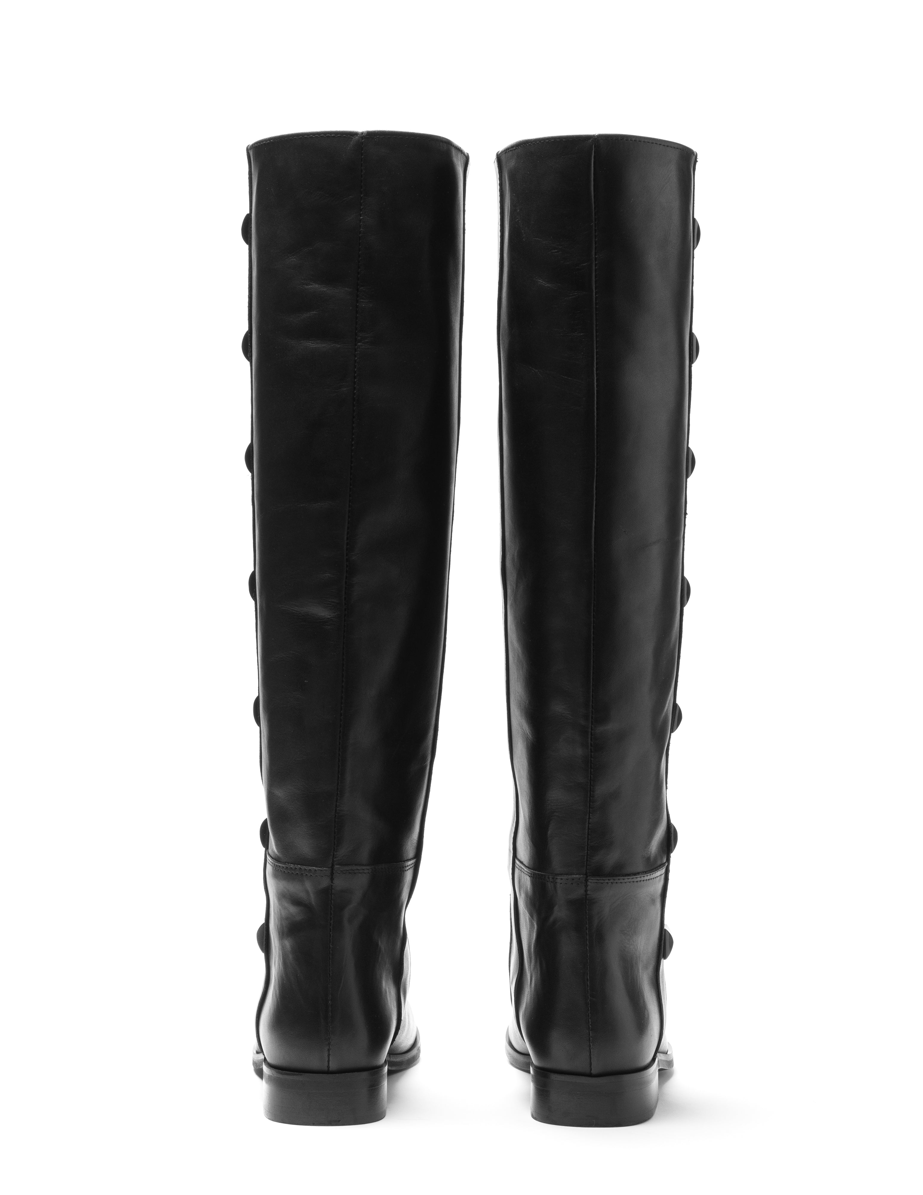 1125_BLACK_PYRAMID - Tubular Boot in Real Leather with Black Pyramid Buttons