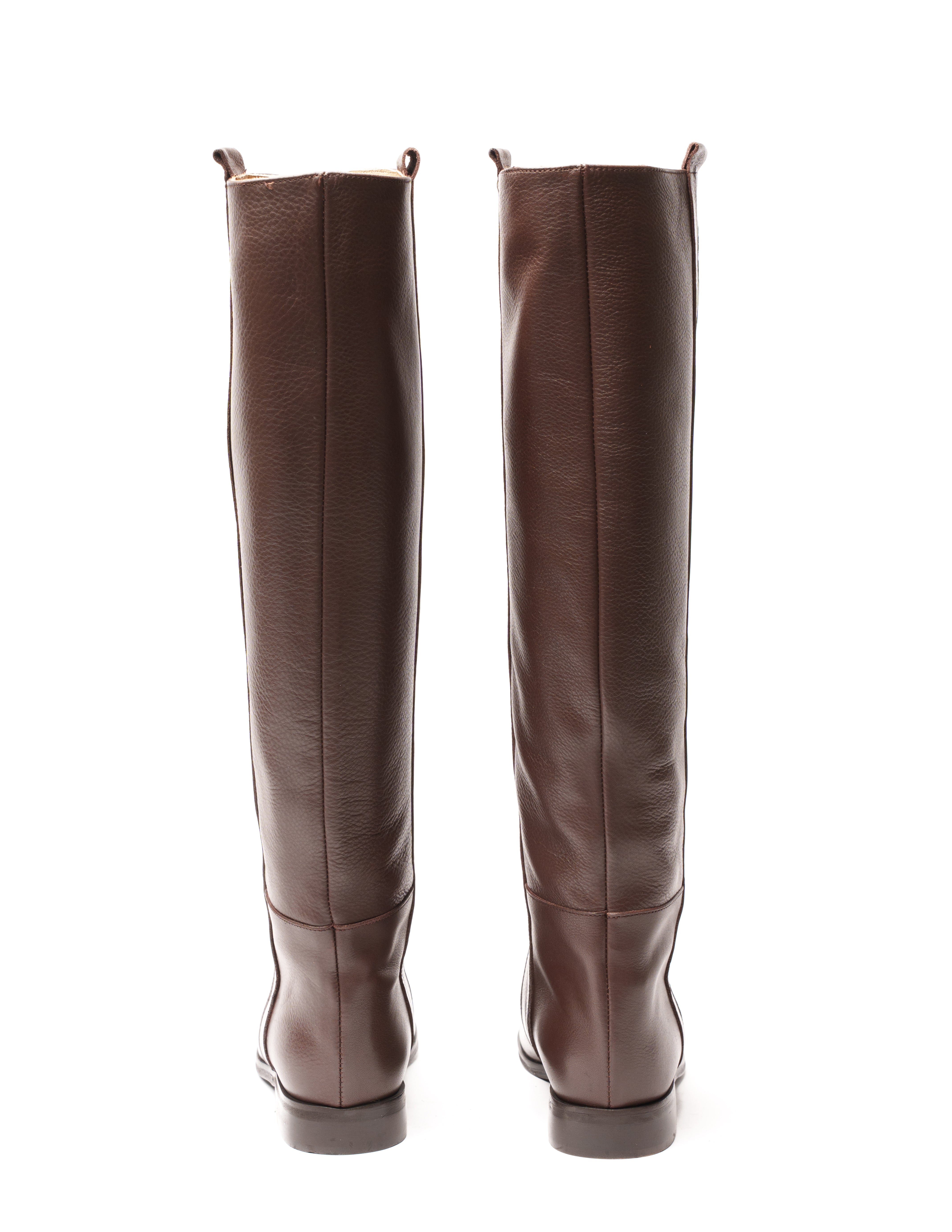 1130_NEW - Stivale tubolare in Vera Pelle Chocolate con striscia laterale