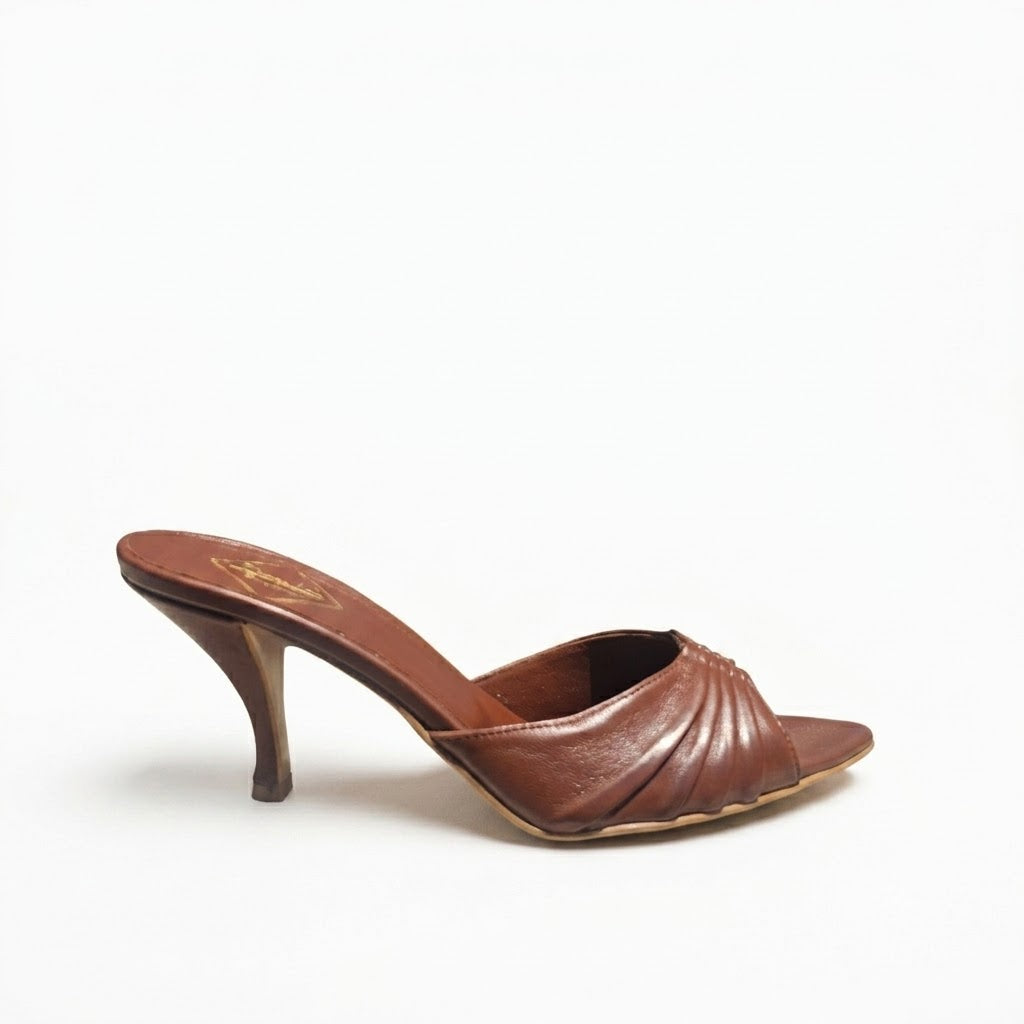 FEDERICA - Sabot da Donna in Vera Pelle Plissettata - Tacco 7 cm