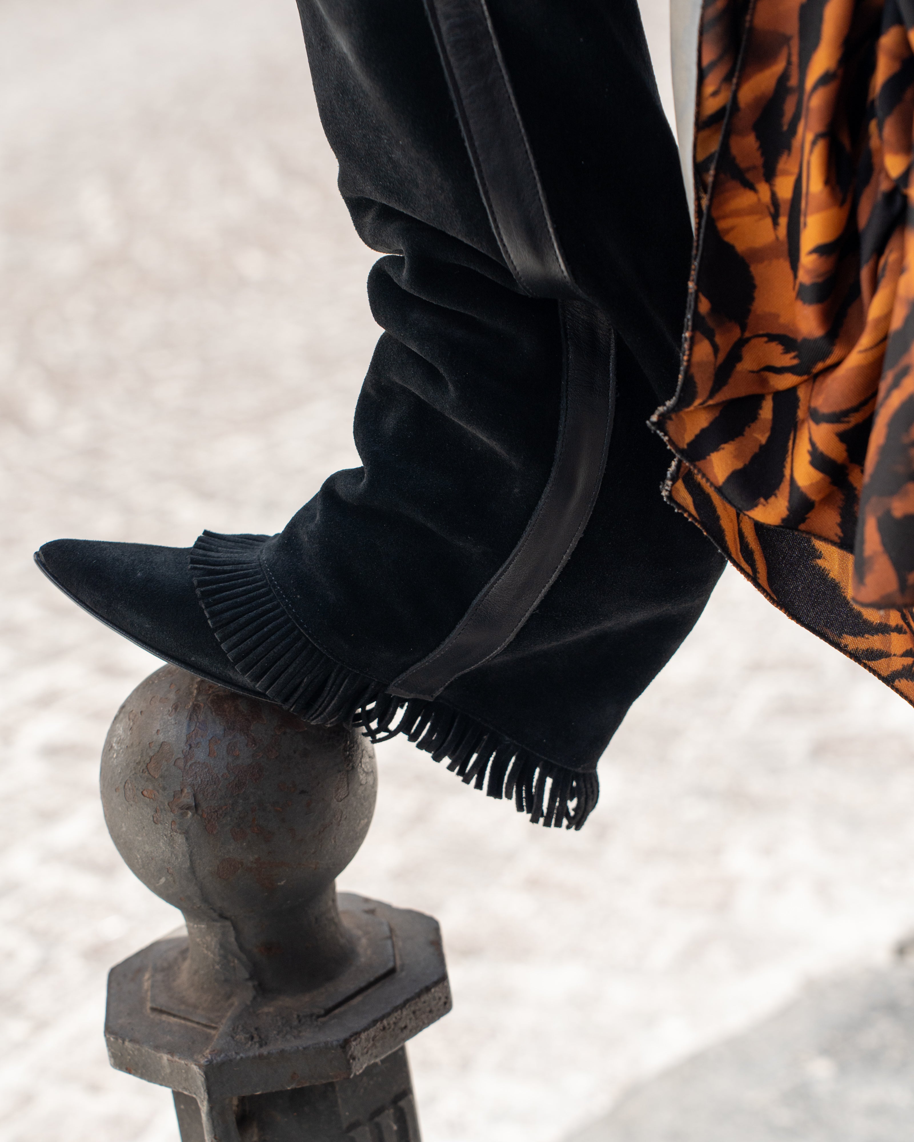 ACAPULCO 720_FRANGE_ZEPPA - Tubular boot in genuine fringed suede with wedge