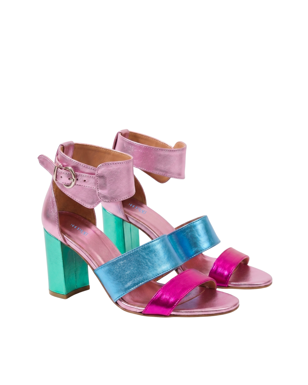 AMLET_840 - Sandal in Genuine Multicolor Laminated Leather Heel 10 Cm