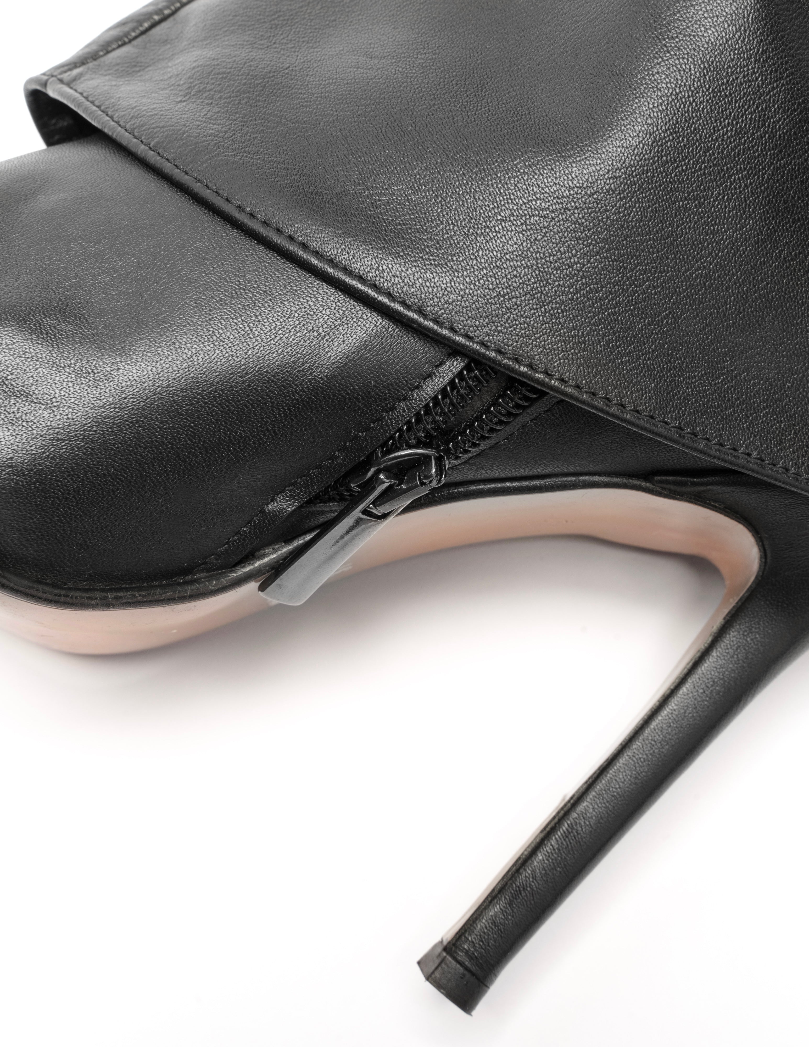 CELYNE 30 - Stivale tubolare sopra al ginocchio in Vera Pelle Nera con Tacco a Spillo 11 Cm