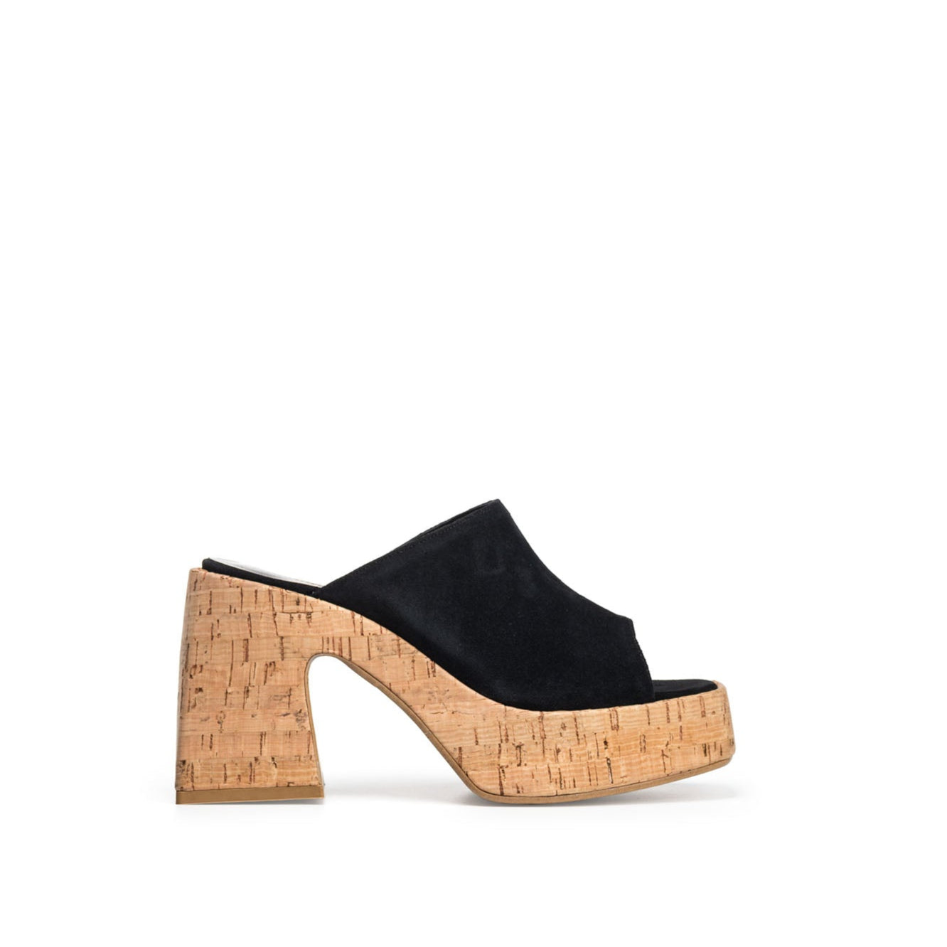 CLOG 02 - Mood Sandal Clog in Real Black Suede with cork-covered sole