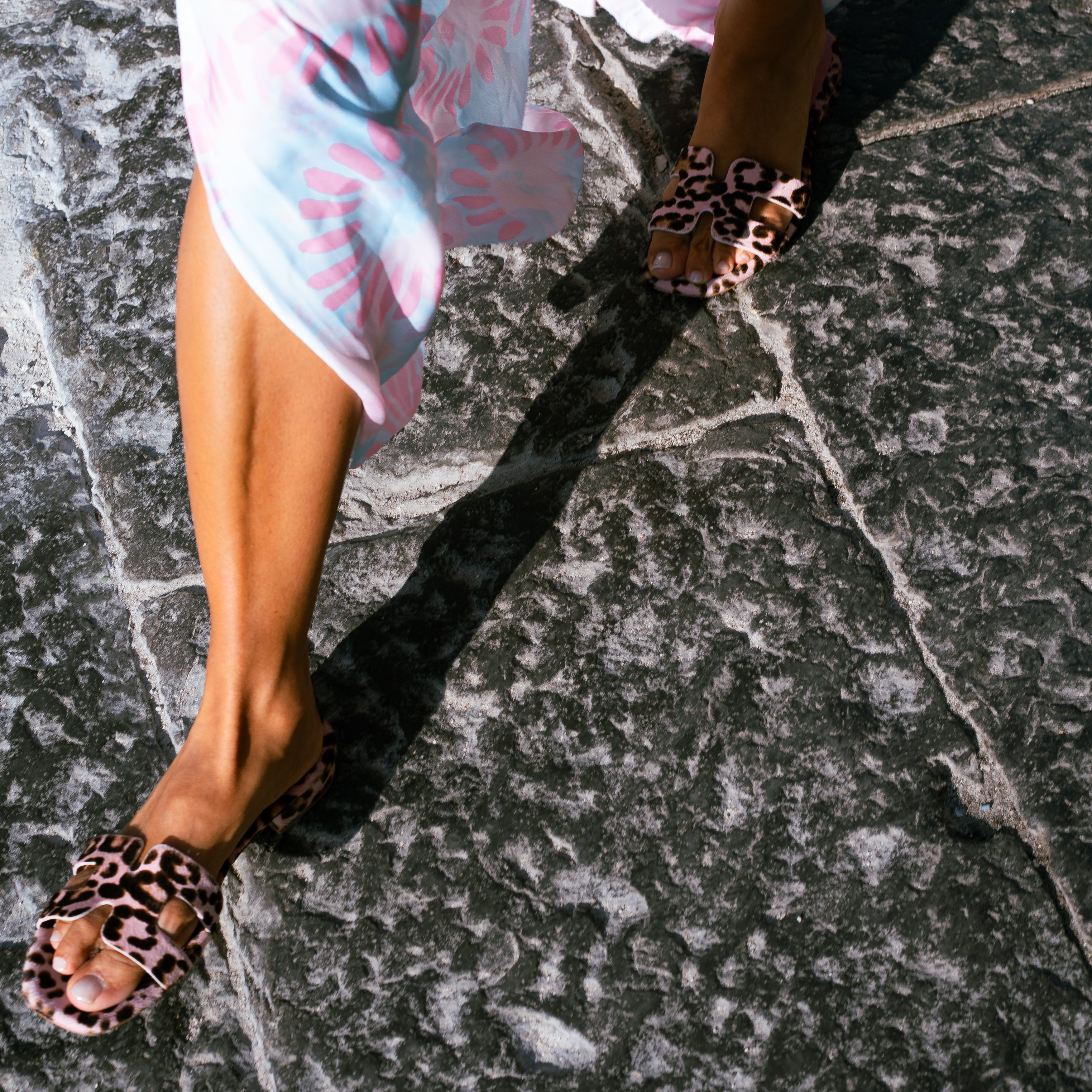 MEGARIDE - Ciabatta Artigianale Fatta a mano in Tessuto Maculato Rosa - Fascia H Small