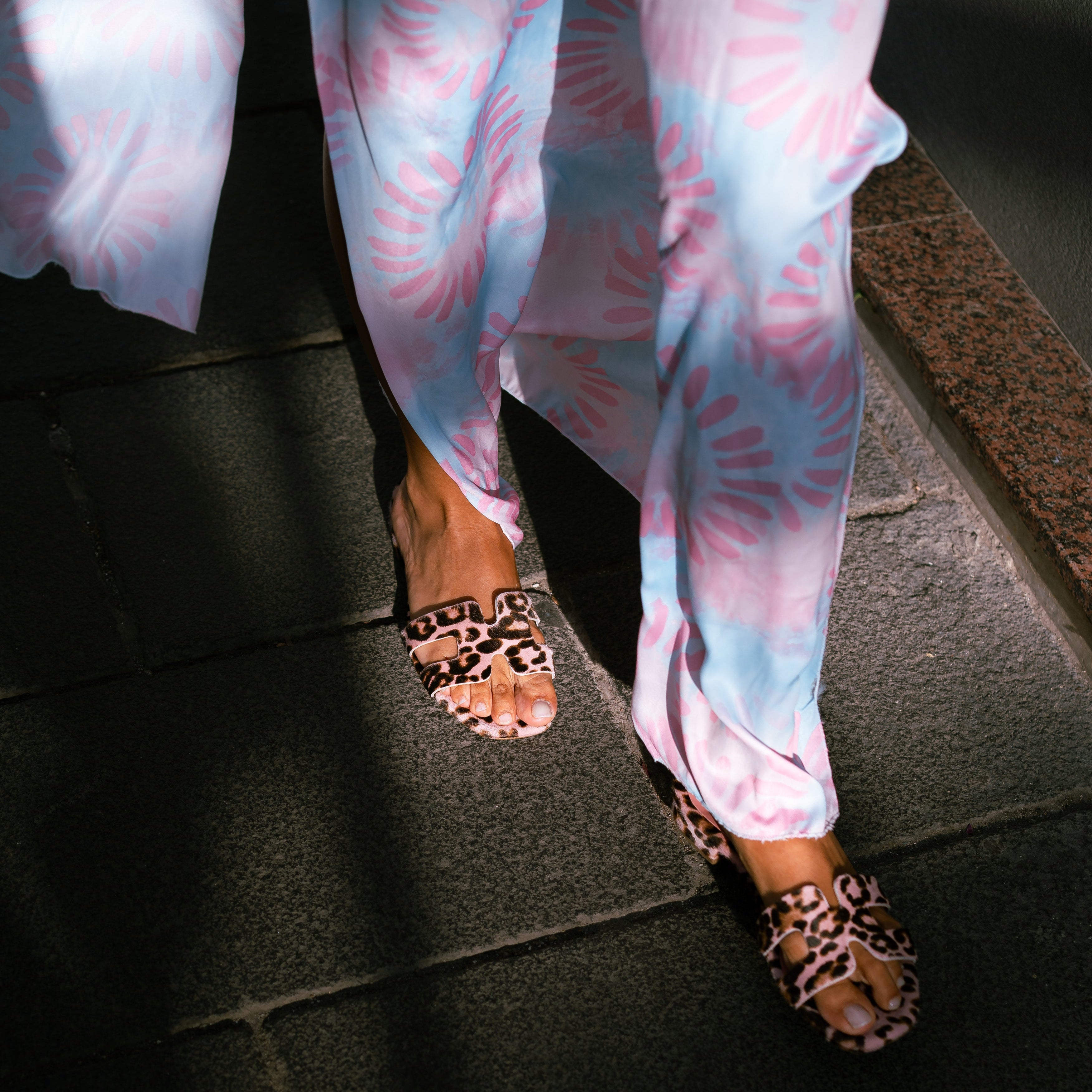 MEGARIDE - Ciabatta Artigianale Fatta a mano in Tessuto Maculato Rosa - Fascia H Small