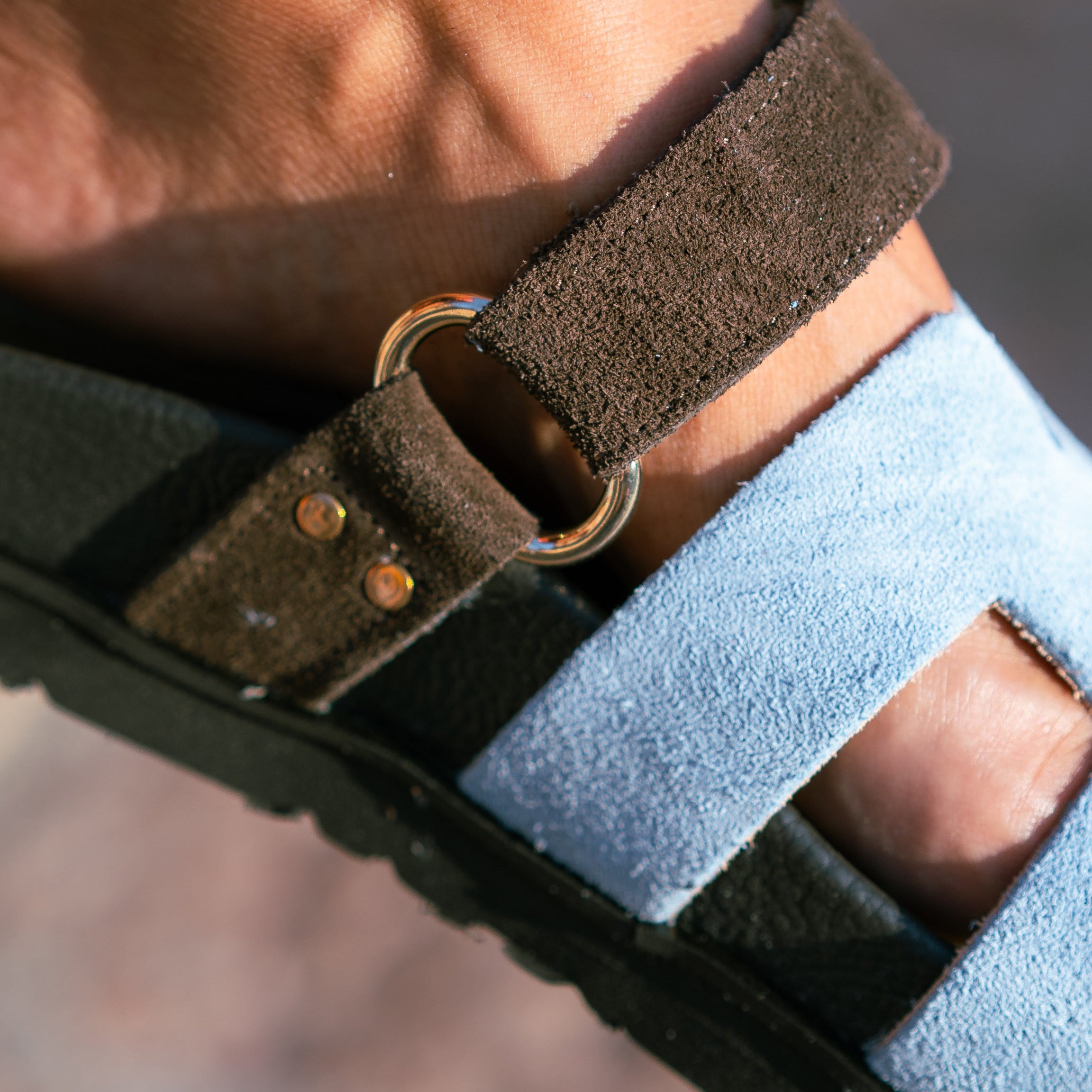 LUNA - Ciabatta in Vero Camoscio con Fussbett Anatomico in Gomma da 3 Cm - Fascia H XL + Cinturino