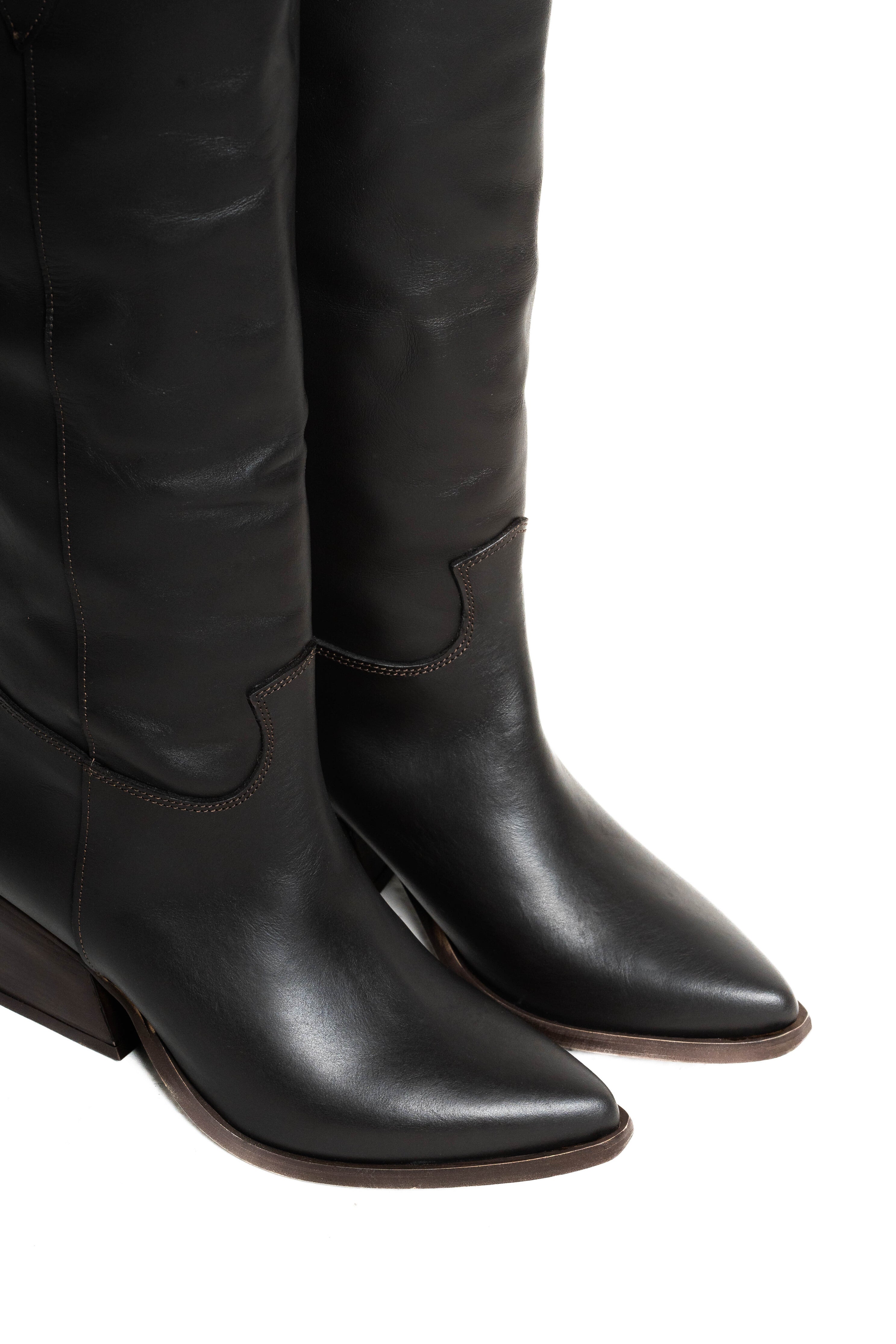 TEX 70 - Stivale mood Camperos in Vera Pelle Testa di Moro - Tacco 7 Cm