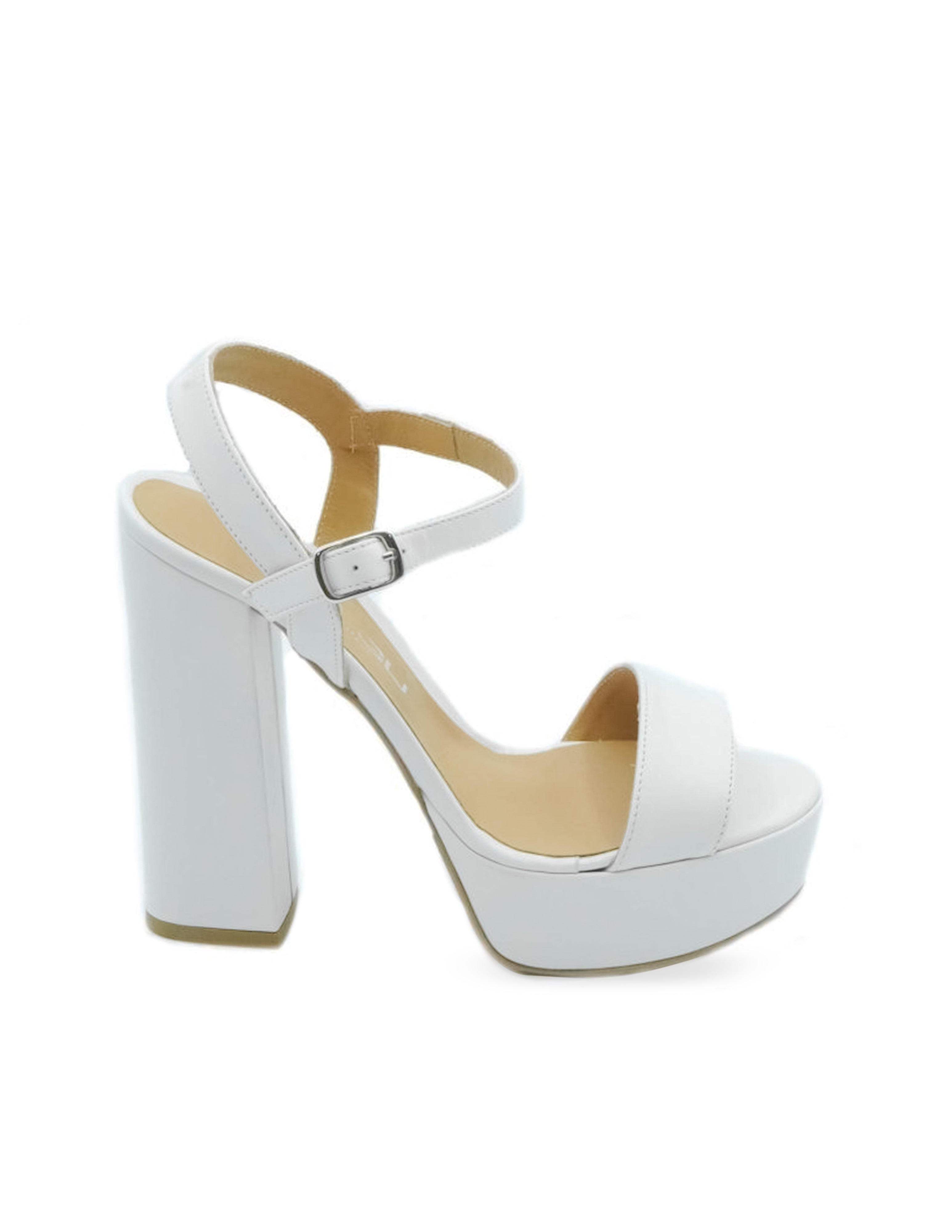 ATHENA840 - Black Genuine Leather Sandal with Platform and Heel