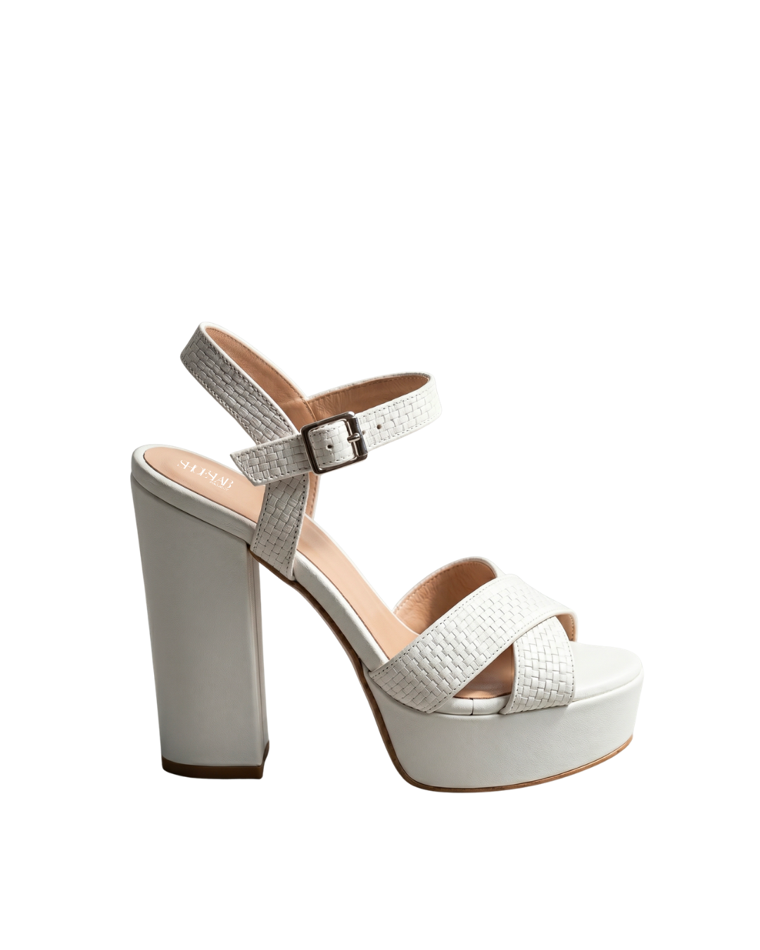 ATHENA244- White Genuine Leather Sandal with Platform and Heel