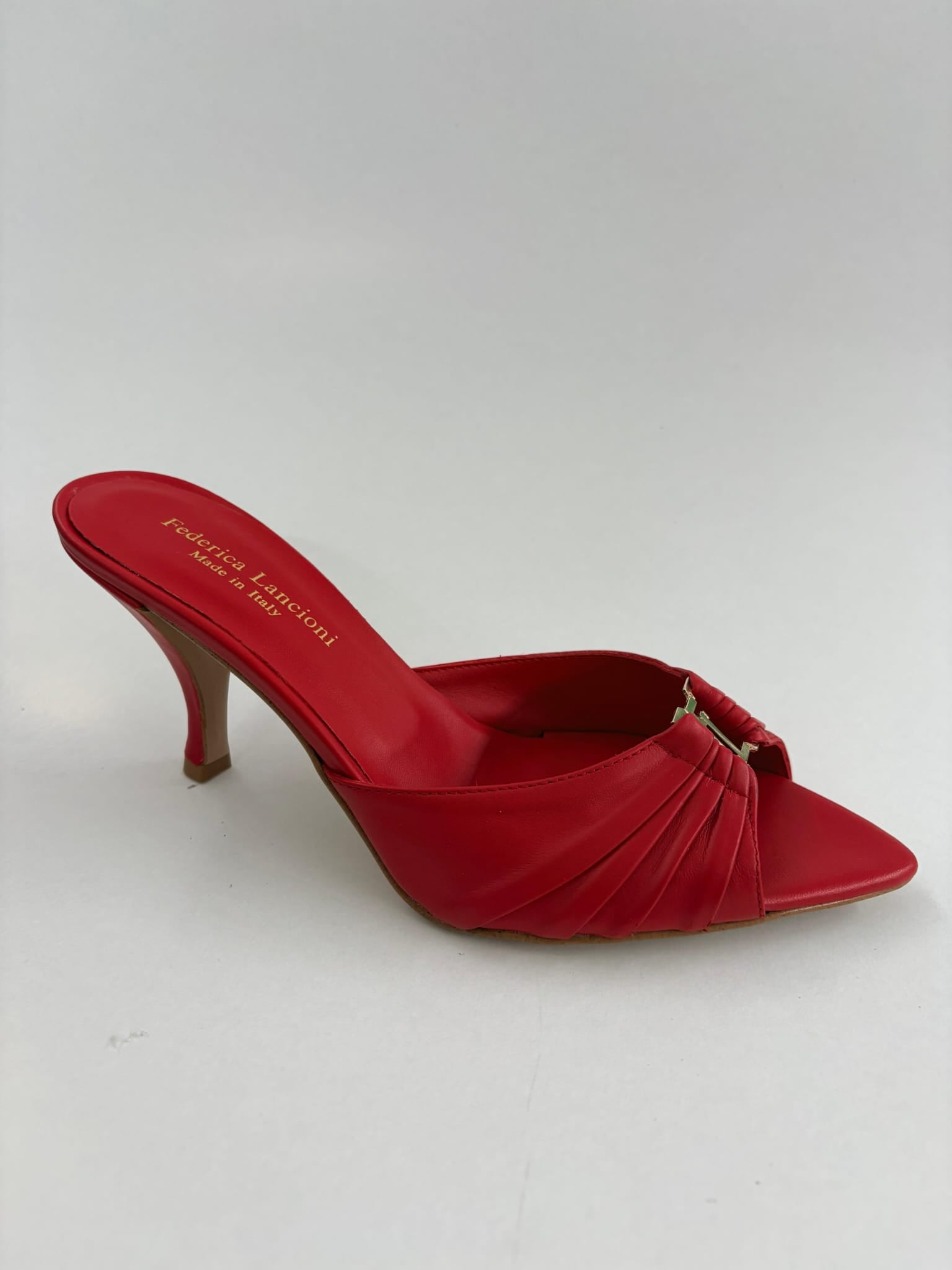 FEDERICA - Sabot da Donna in Vera Pelle Plissettata - Tacco 7 cm