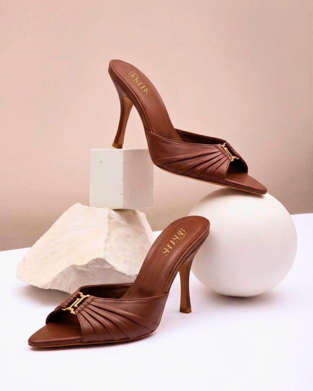 FEDERICA - Sabot da Donna in Vera Pelle Plissettata - Tacco 7 cm