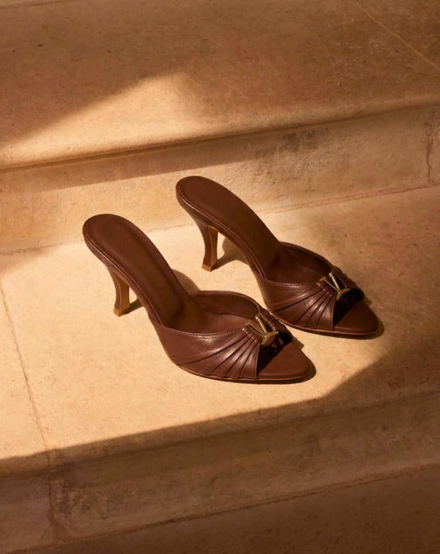 FEDERICA - Sabot da Donna in Vera Pelle Plissettata - Tacco 7 cm