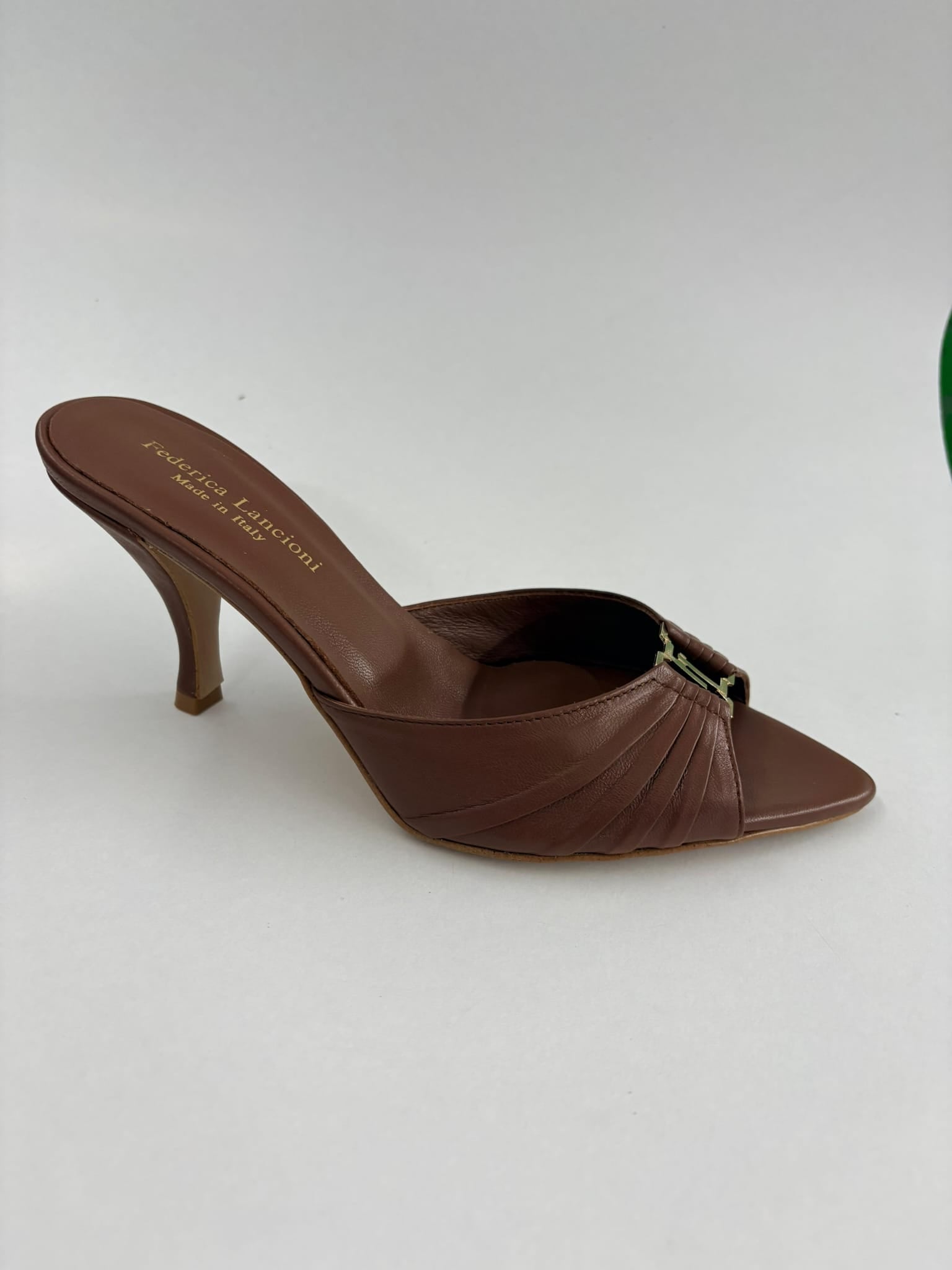 FEDERICA - Sabot da Donna in Vera Pelle Plissettata - Tacco 7 cm