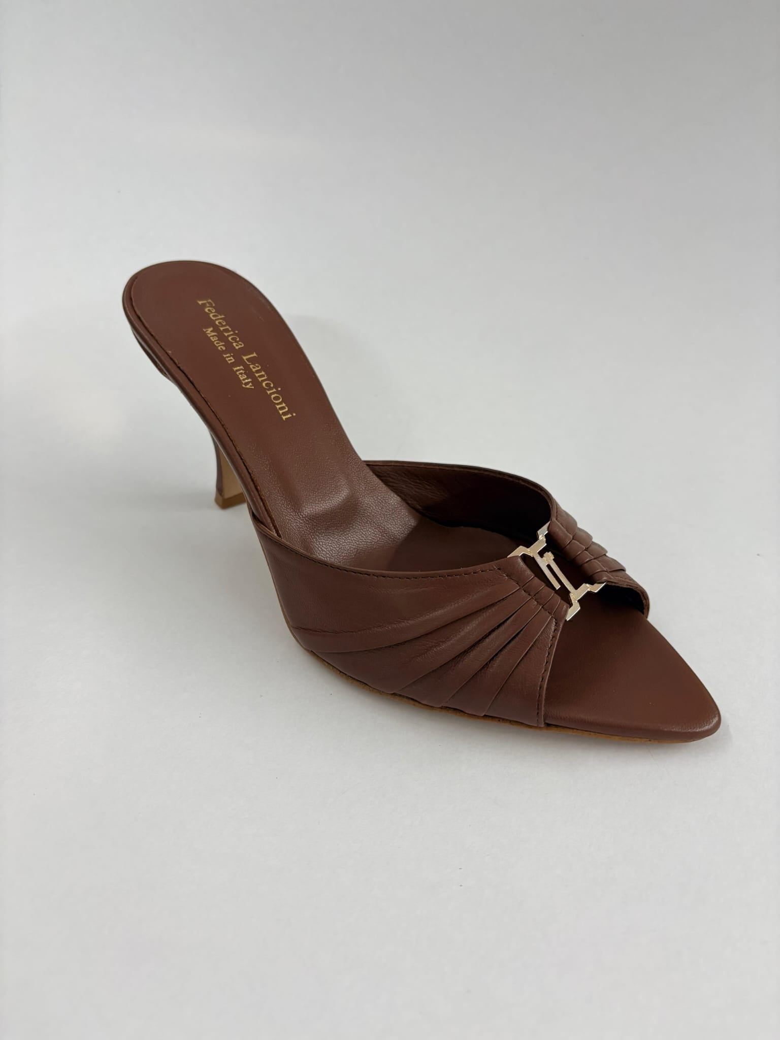 FEDERICA - Sabot da Donna in Vera Pelle Plissettata - Tacco 7 cm