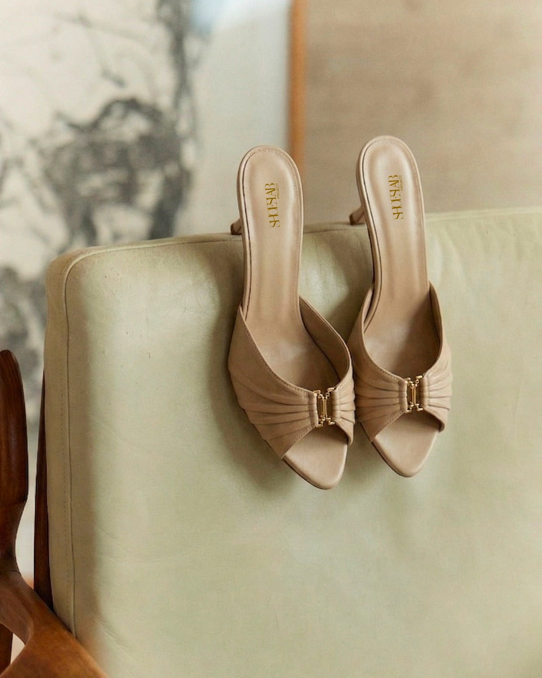 FEDERICA - Sabot da Donna in Vera Pelle Plissettata - Tacco 7 cm