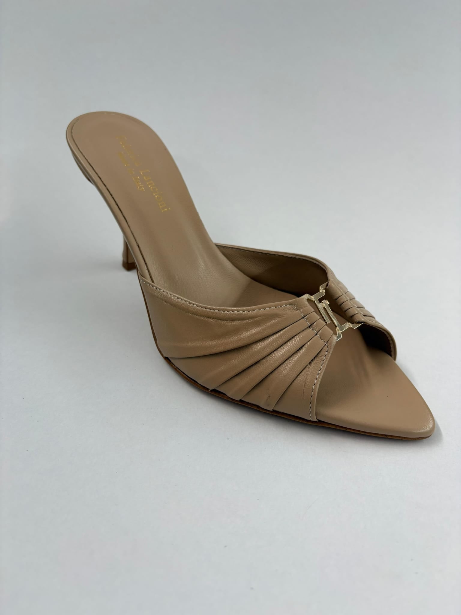 FEDERICA - Sabot da Donna in Vera Pelle Plissettata - Tacco 7 cm