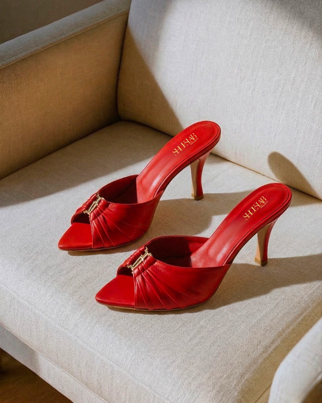 FEDERICA - Sabot da Donna in Vera Pelle Plissettata - Tacco 7 cm