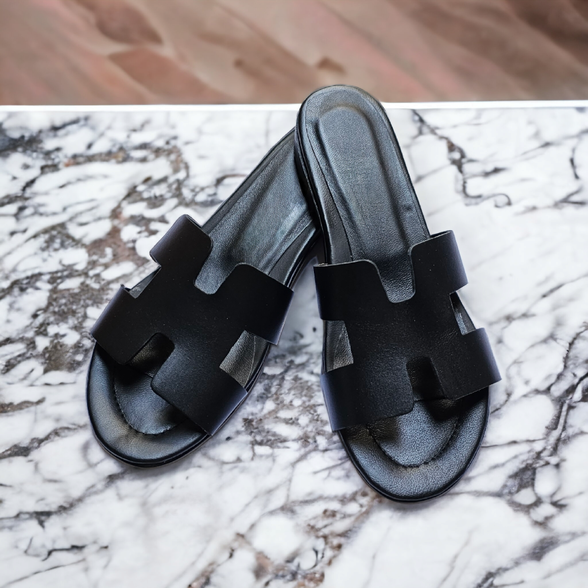 POSITANO - Handmade Artisan Slipper in Genuine Black Leather