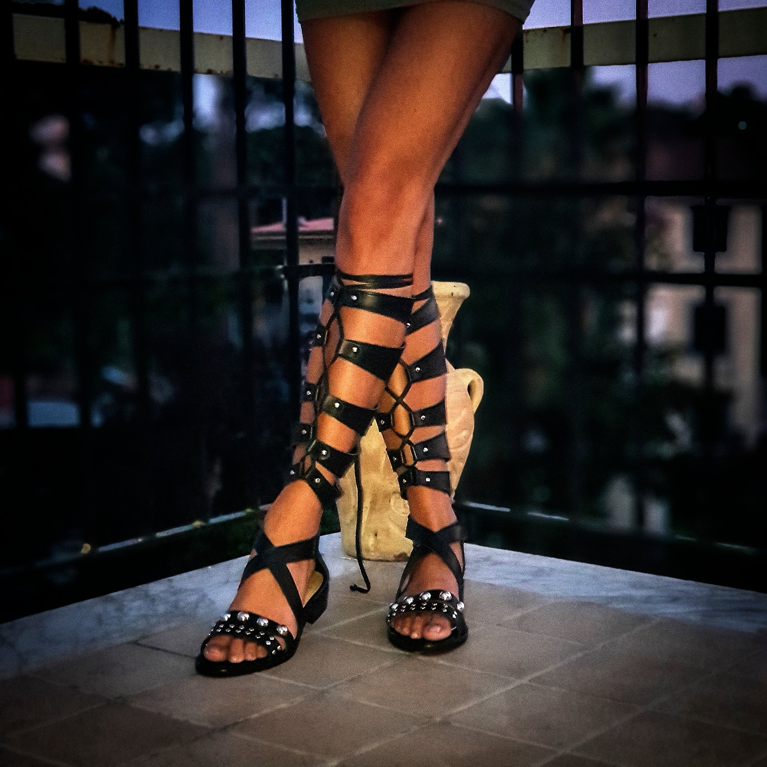 JANET - Genuine Leather Slave Sandal with Studded Sole