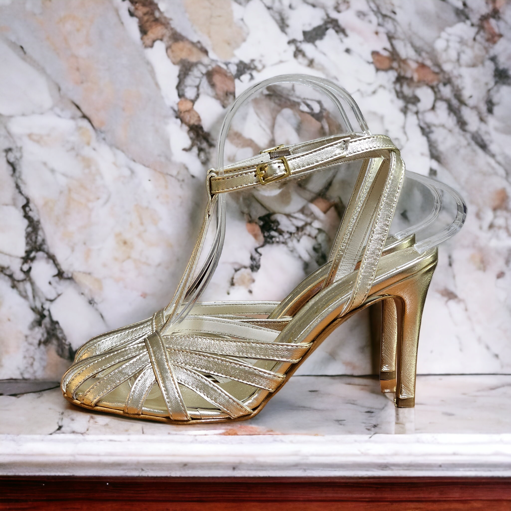 CAGE_240 - Sandal in Real Laminated Leather with 9 cm Heel