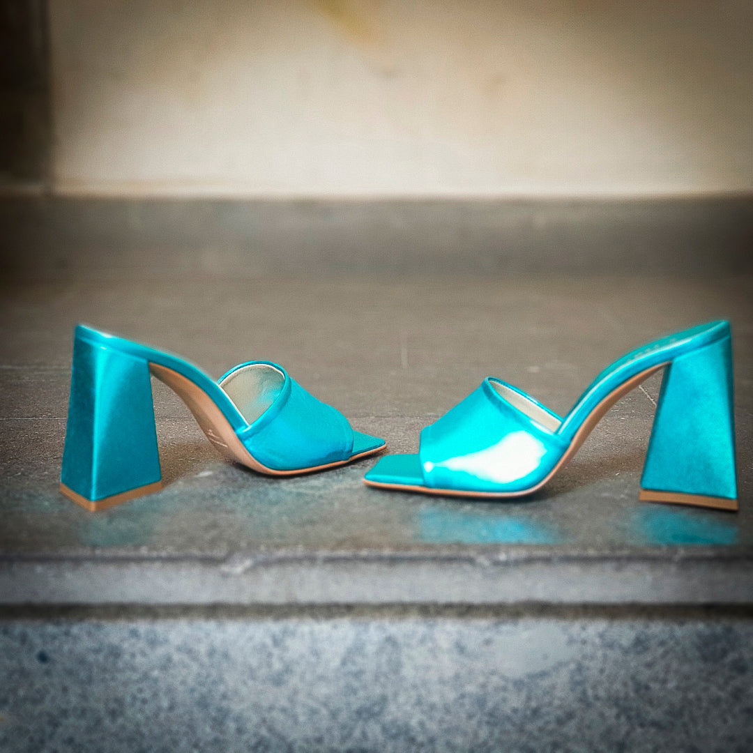 REBECCA - Mule Sandal in Genuine Laminated Leather with 10 Cm heel