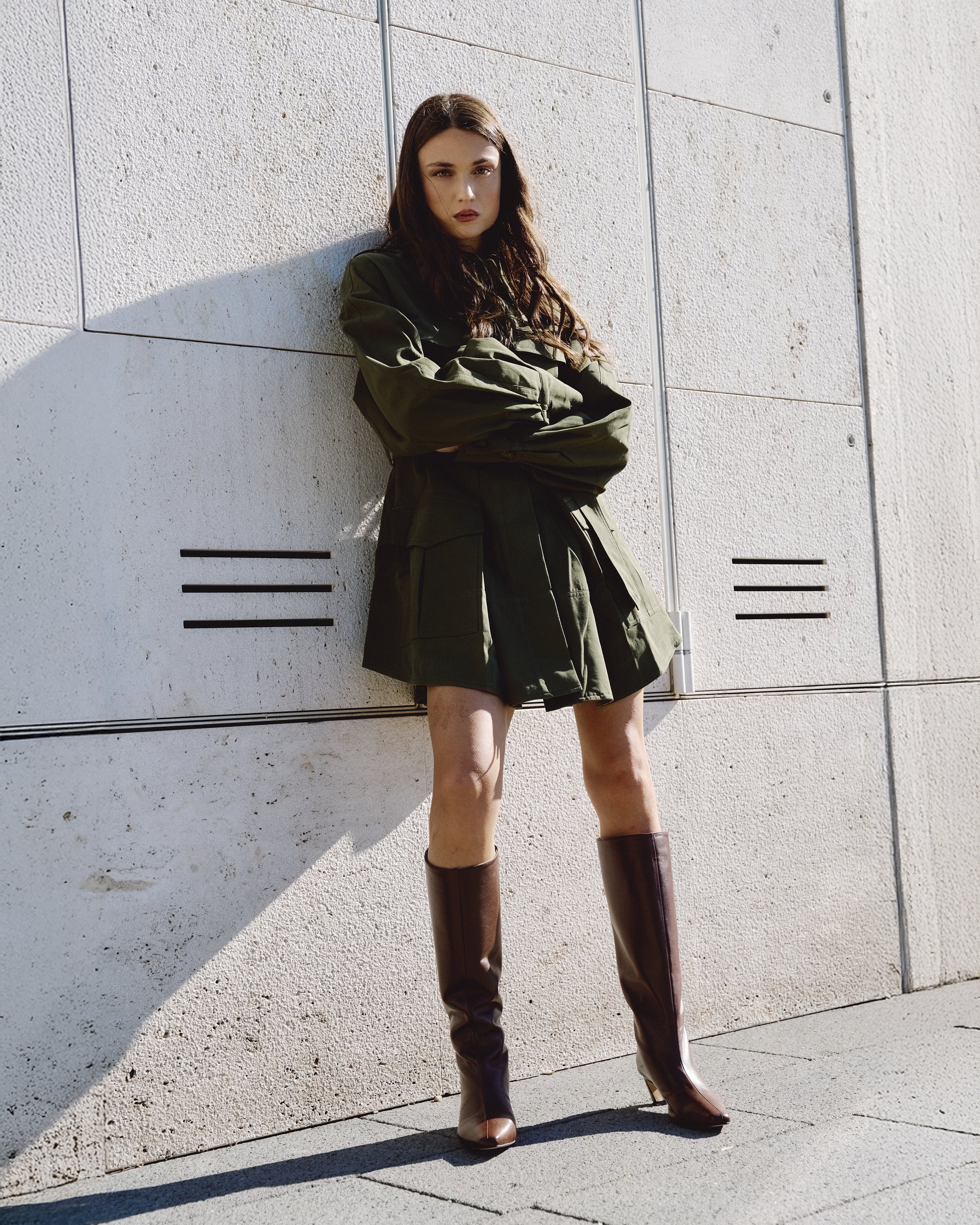 JADE - Stivali Cuissard in Vera Pelle Cioccolato - Tacco Roghetto 5 Cm