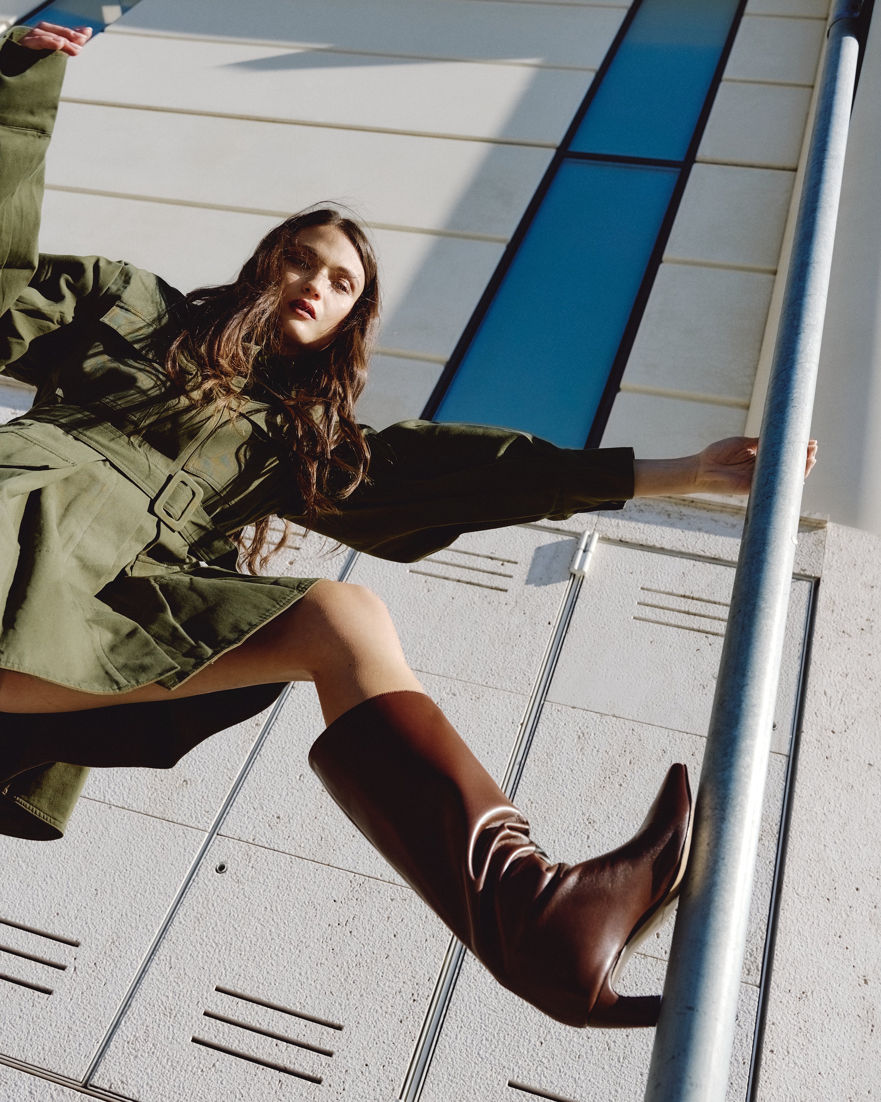 JADE - Stivali Cuissard in Vera Pelle Cioccolato - Tacco Roghetto 5 Cm