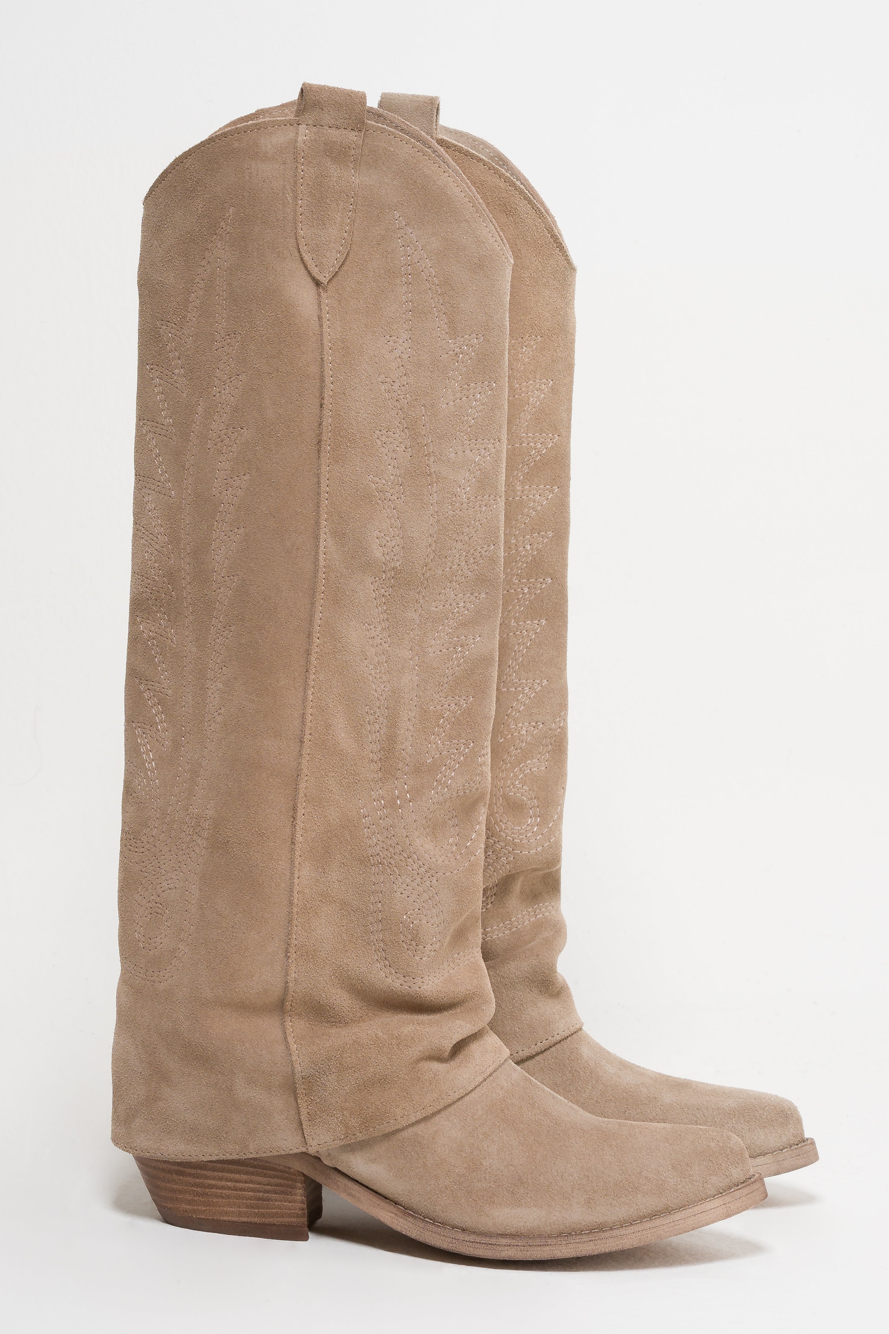 TEX 142 - Camperos mood tubular boot in real suede with cuff