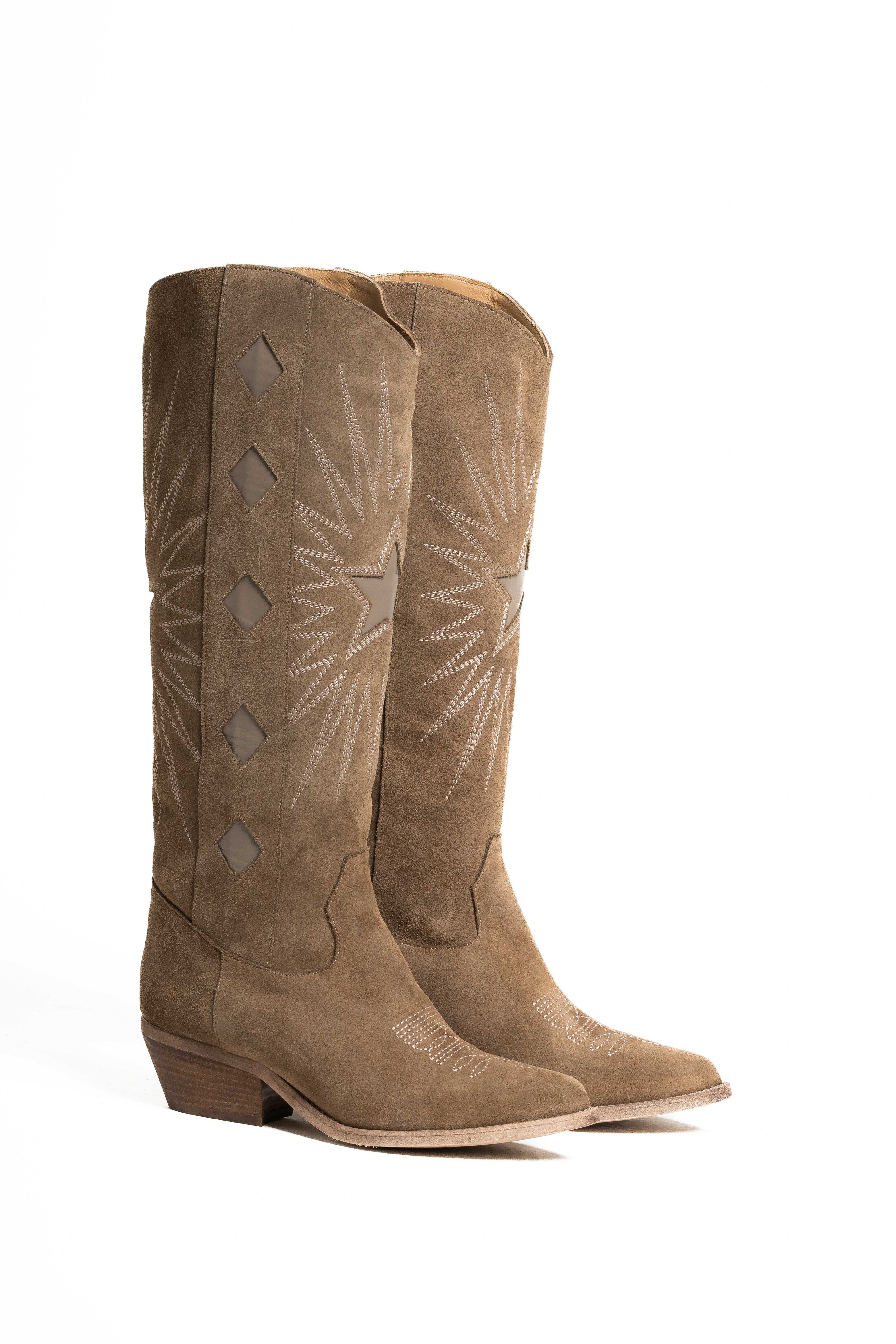 TEX 300_GOLDEN - Bota tubular Camperos mood en piel serraje auténtica