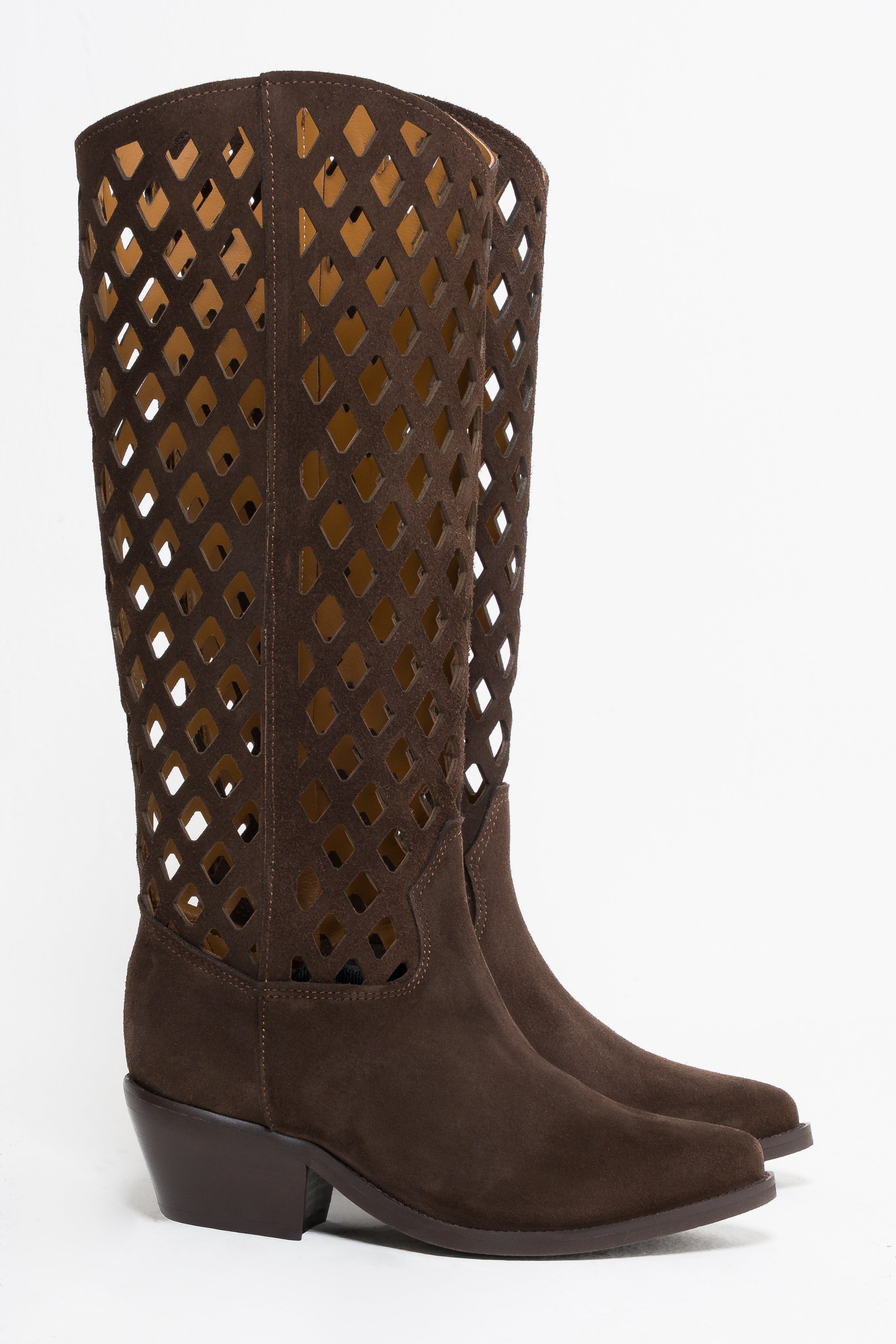TEX 60 - Camperos tubular boot in real suede leather with embroidery