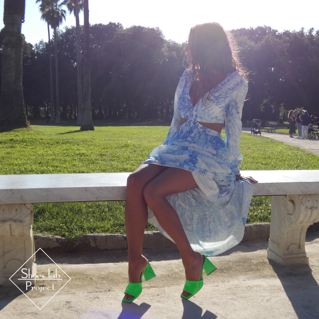 REBECCA - Genuine Leather Mule Sandal with 10 Cm heel