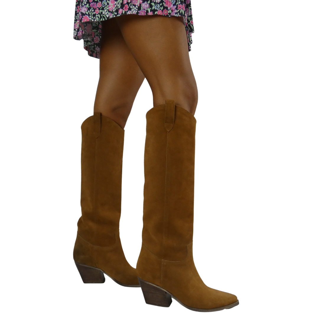 TEX 70 - Camperos mood boot in real suede with 7 cm heel