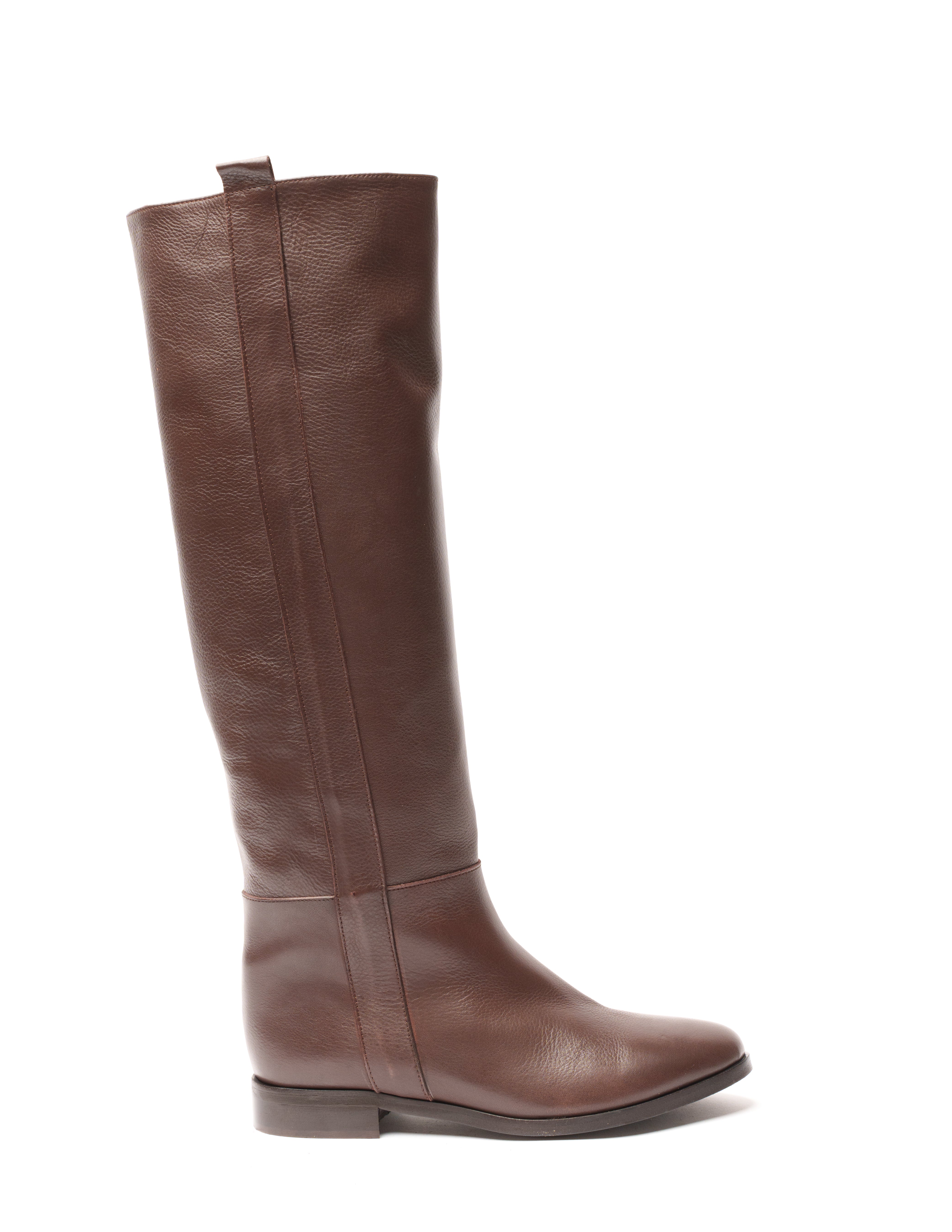 1130_NEW - Stivale tubolare in Vera Pelle Chocolate con striscia laterale