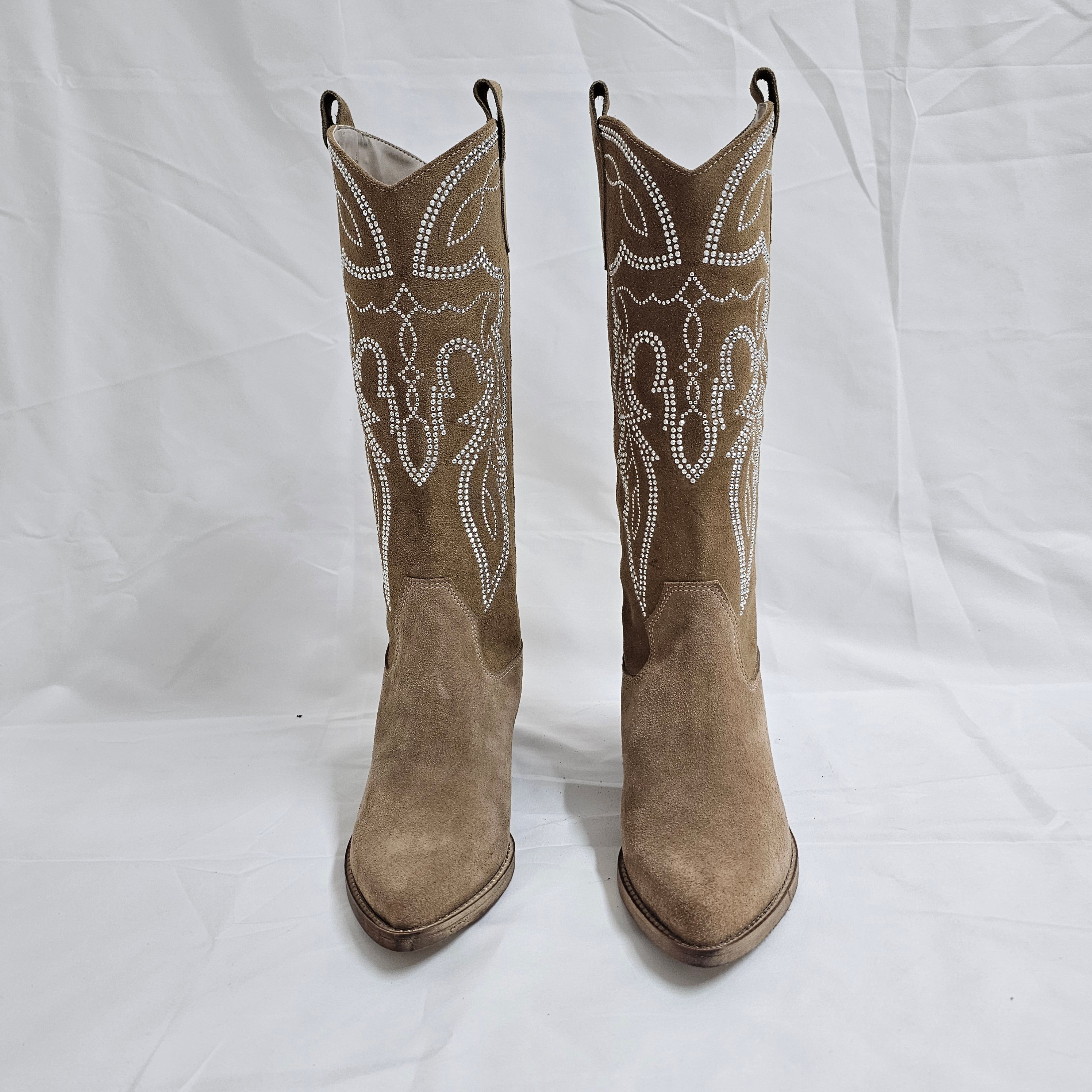 TEX 60 - Camperos mood boot in real suede with embroidery heel 4 cm