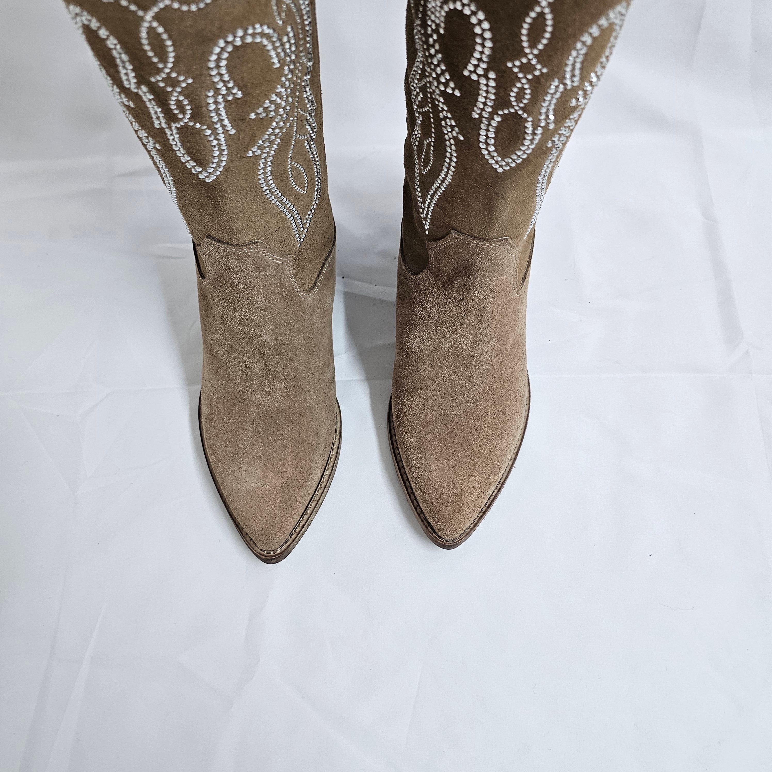 TEX 60 - Camperos mood boot in real suede with embroidery heel 4 cm