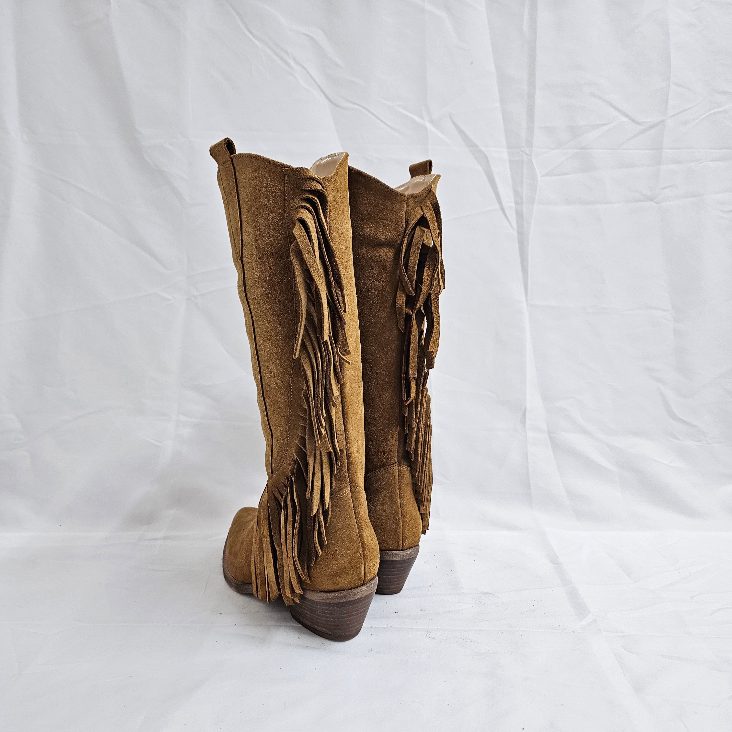 TEX60_FRANGIA - Tubular boot Camperos mood in real suede leather with side fringe - 4.5 cm heel