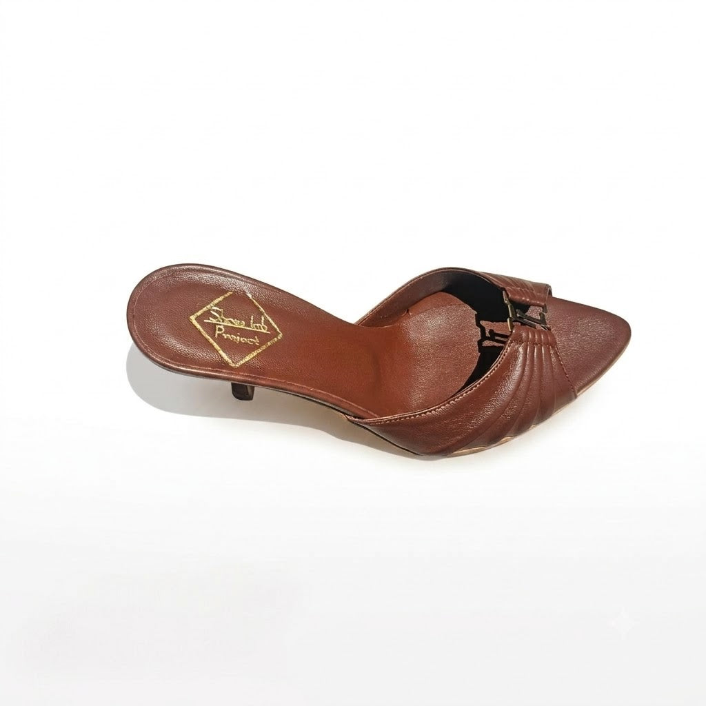 FEDERICA - Sabot da Donna in Vera Pelle Plissettata - Tacco 7 cm