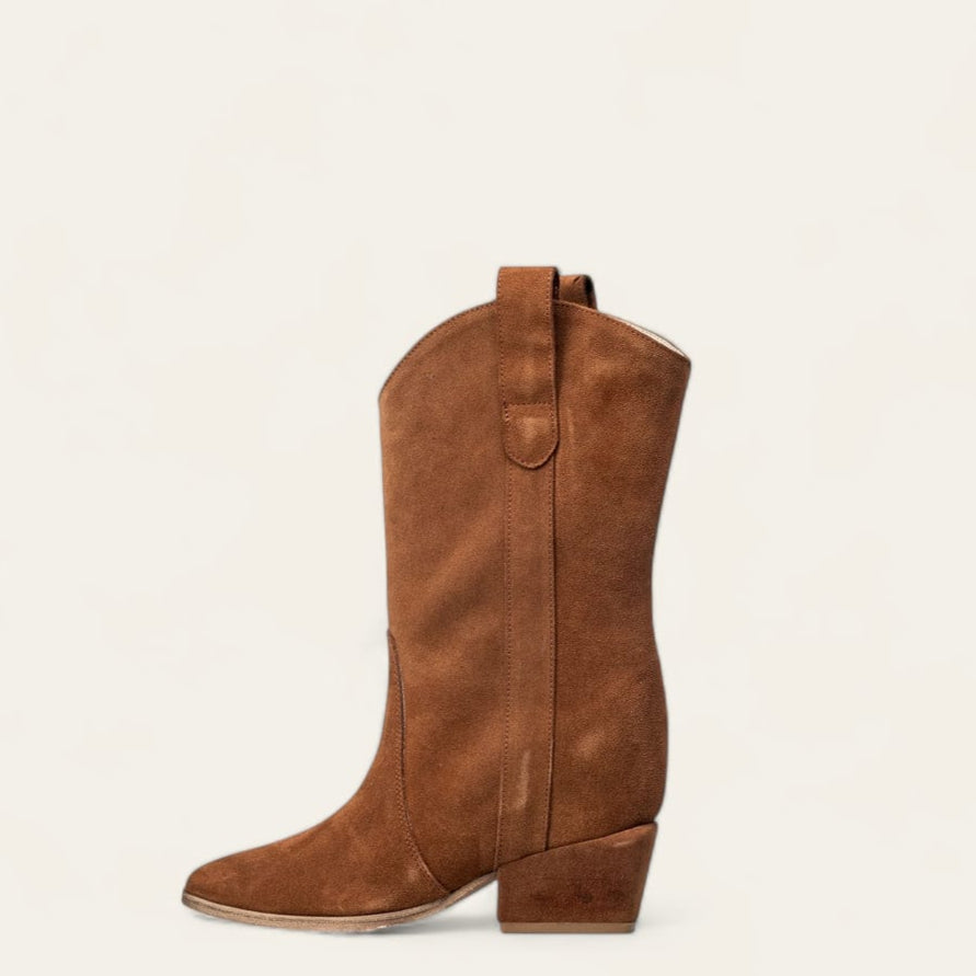 A100 - Camperos mood tubular ankle boot in real burnt suede with internal lift