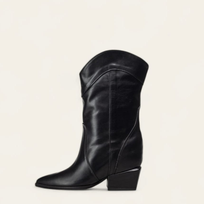 A200 - Camperos mood tubular ankle boot in genuine black leather with internal lift