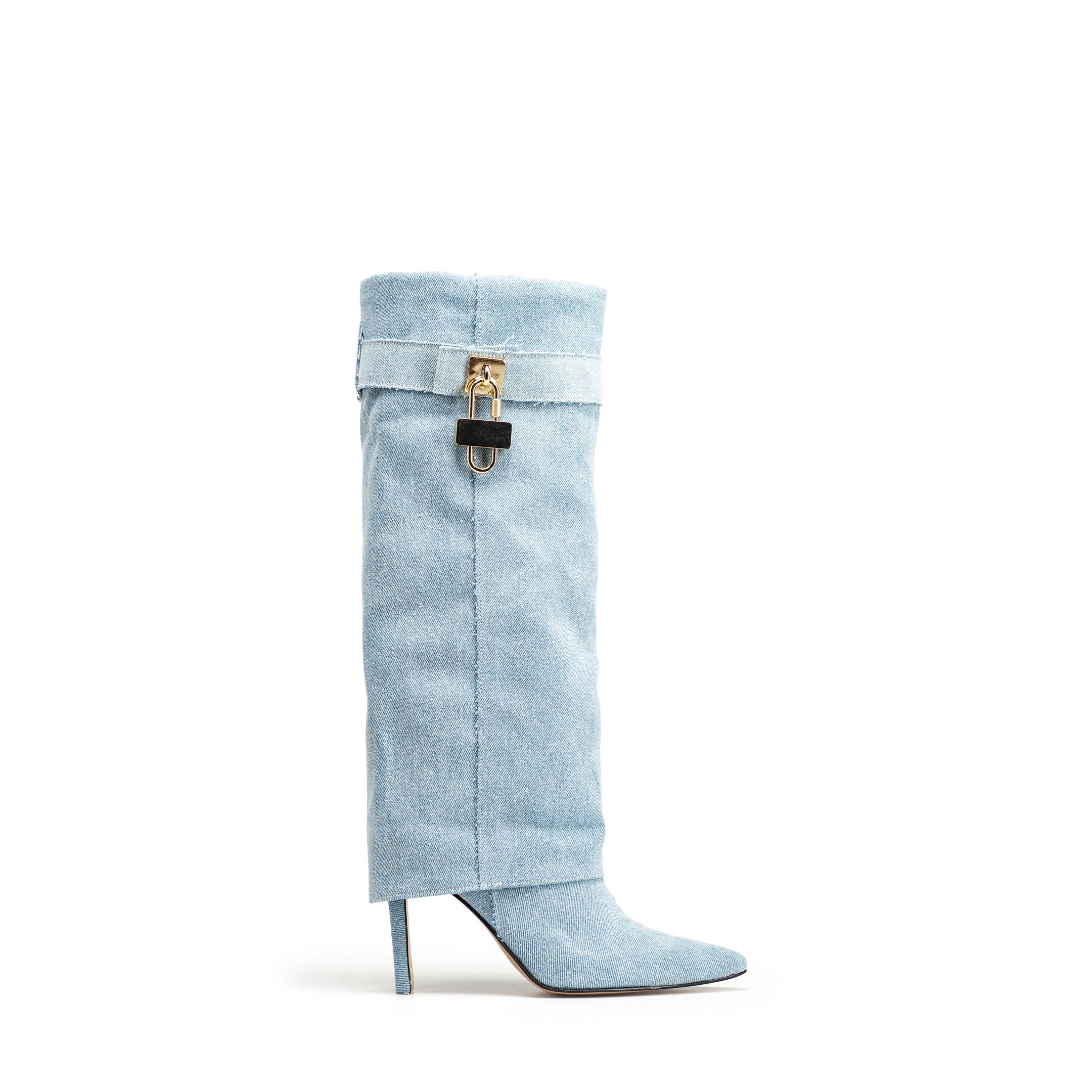 ACAPULCO 720_DENIM_BLUE - Tubular boot in real suede with stiletto heel