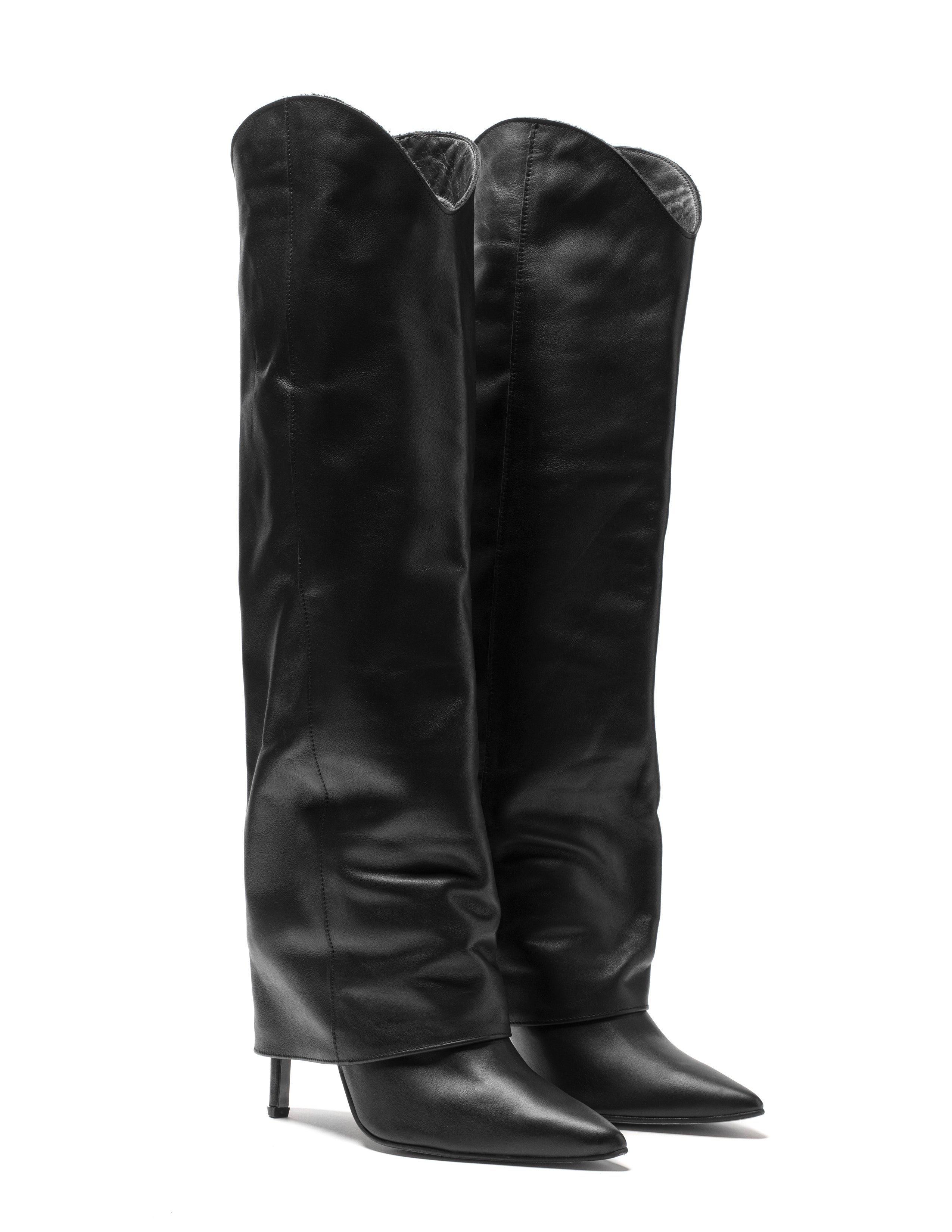 ACAPULCO_FOLD - Tubular boot in genuine leather with 11 cm stiletto heel