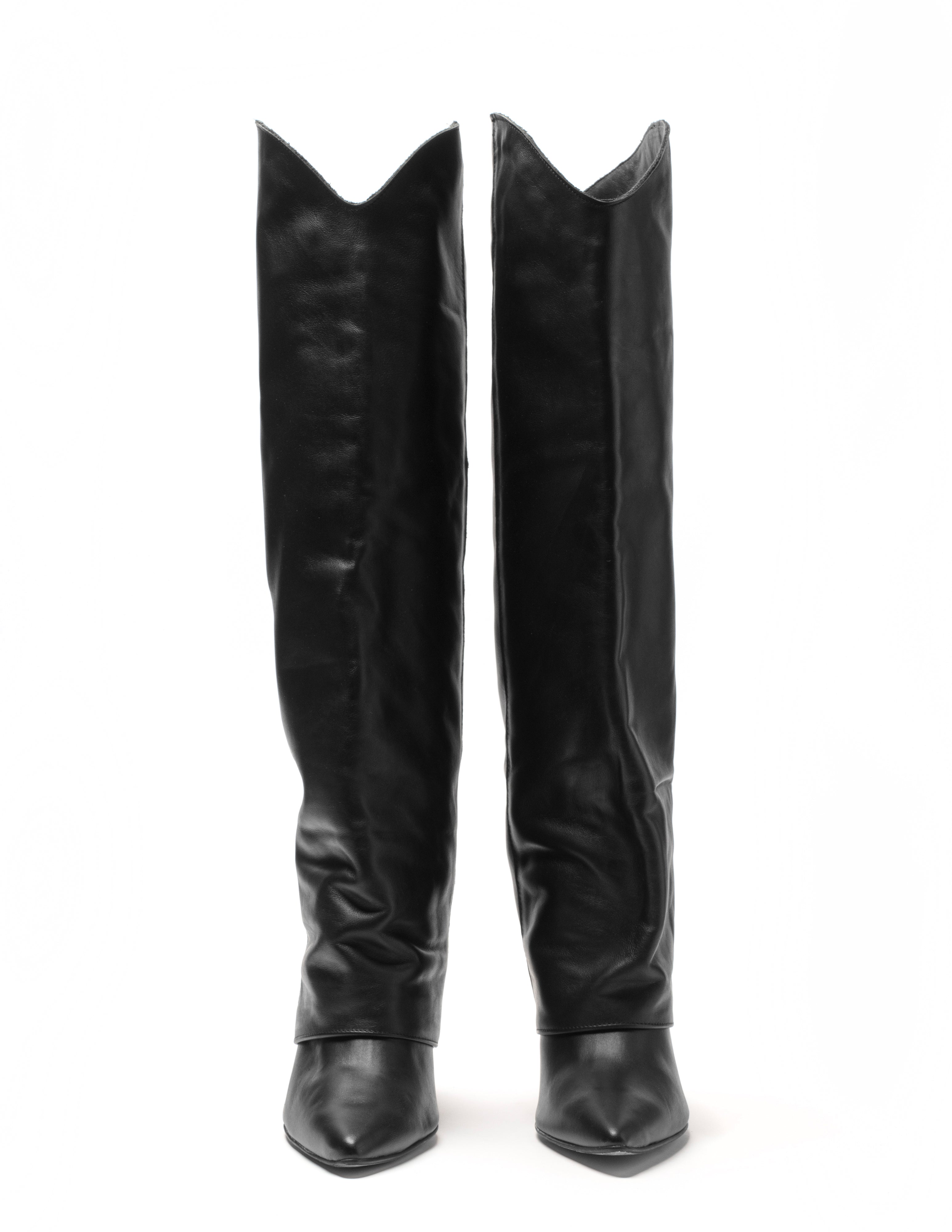 ACAPULCO_FOLD - Tubular boot in genuine leather with 11 cm stiletto heel