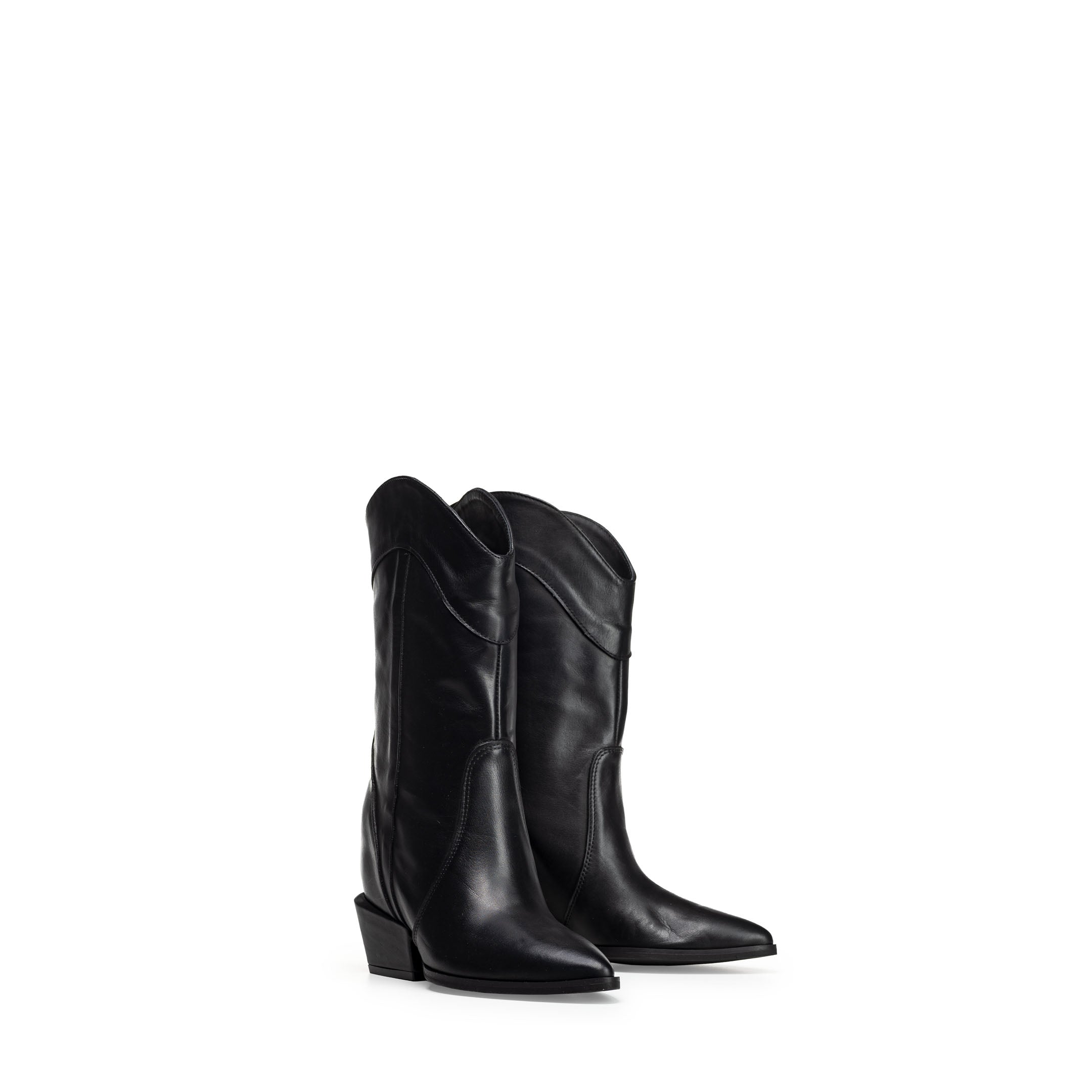 ALICE 200 - Tubular ankle boot Camperos mood in black genuine leather with internal lift