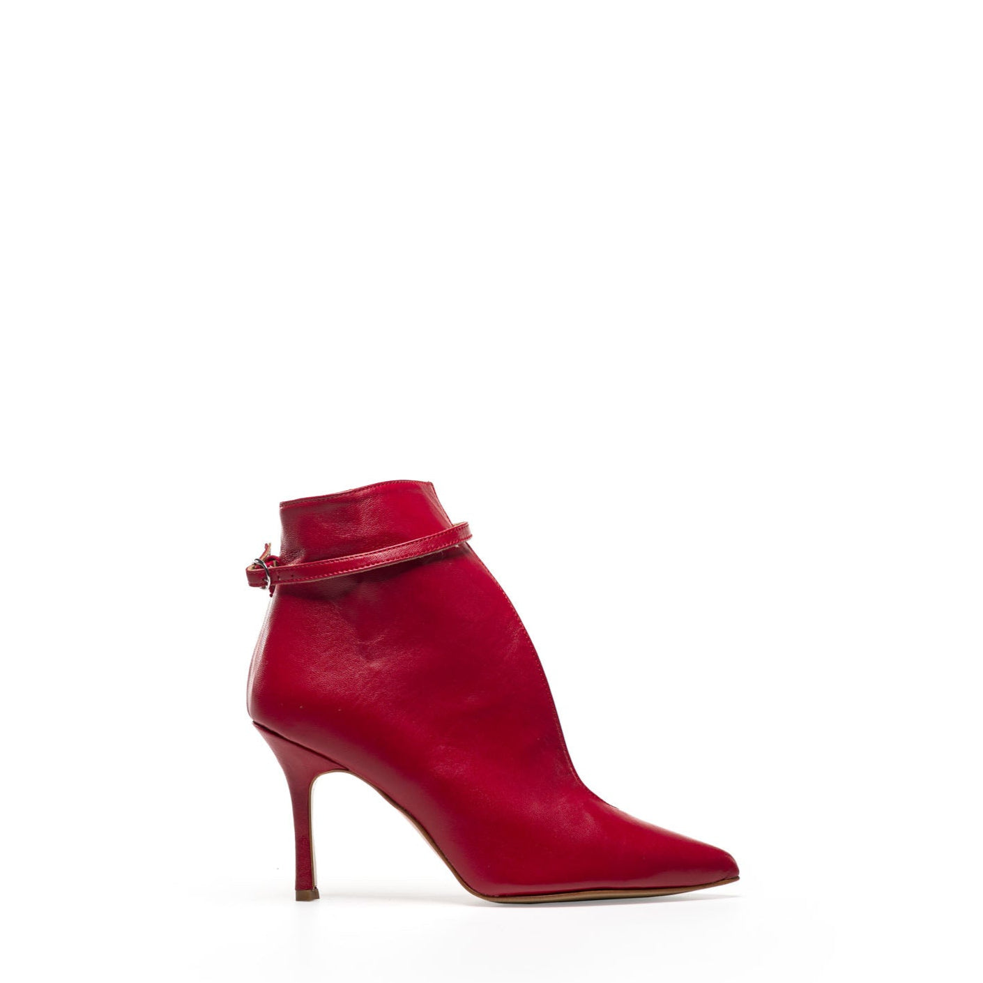 BABY - Side-opening décolleté in genuine red leather with 9 cm stiletto heel