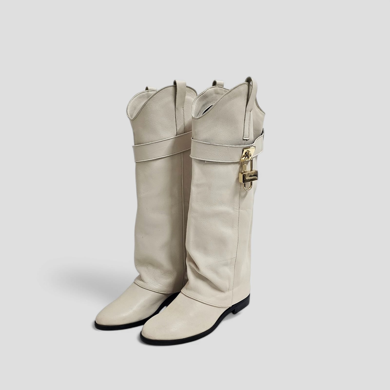 CAMPEROS_2560 - Camperos mood tubular boot in genuine cream leather with golden accessory