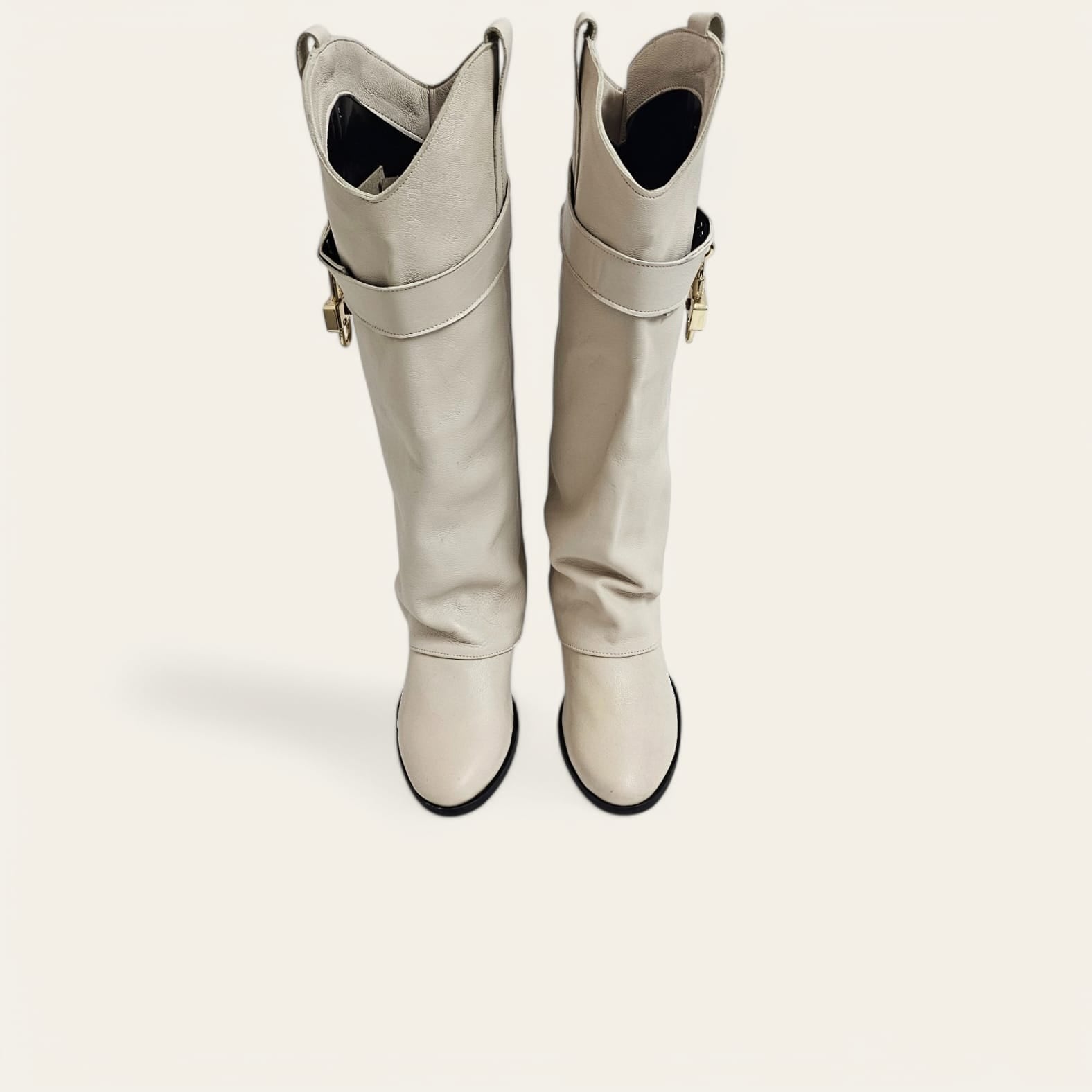 CAMPEROS_2560 - Camperos mood tubular boot in genuine cream leather with golden accessory