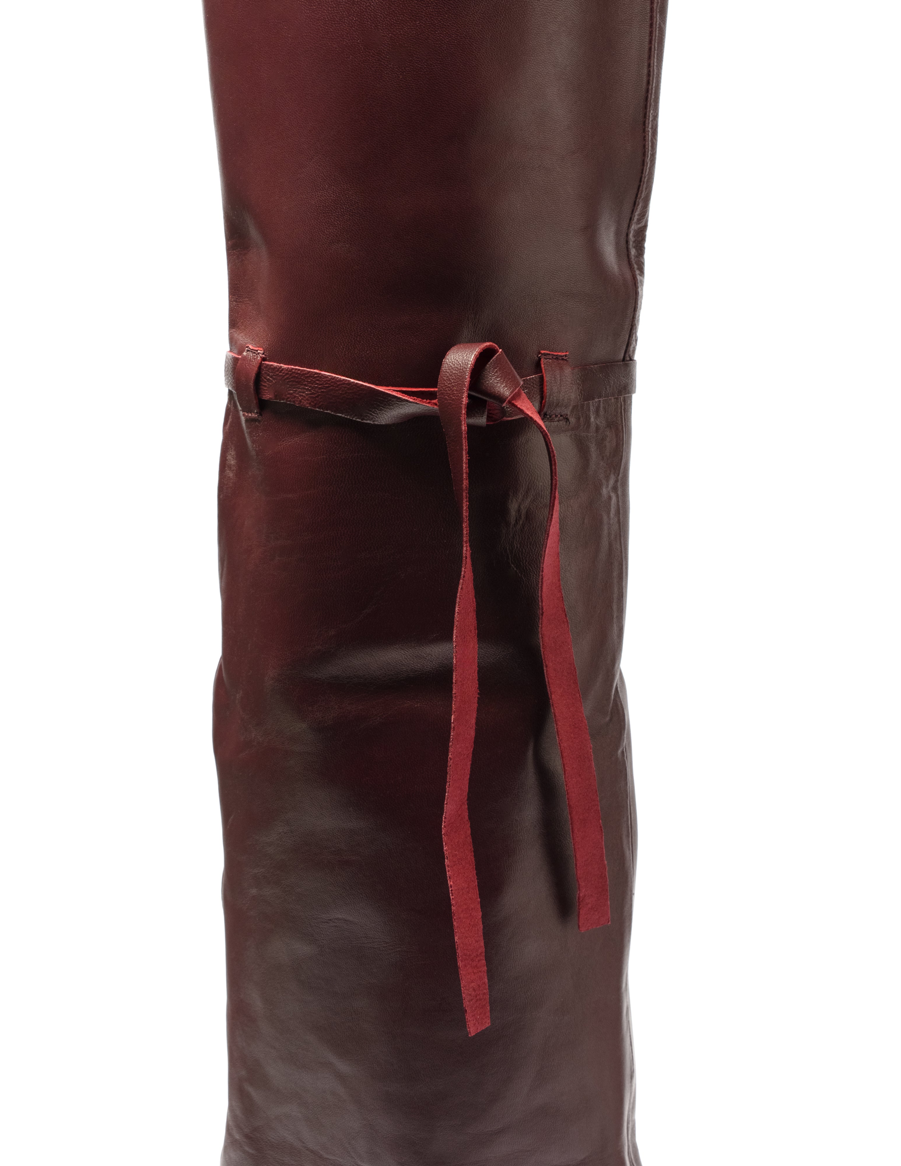 CELYNE 30 - Stivale tubolare sopra al ginocchio in Vera Pelle Bordeaux con Tacco a Spillo 11 Cm