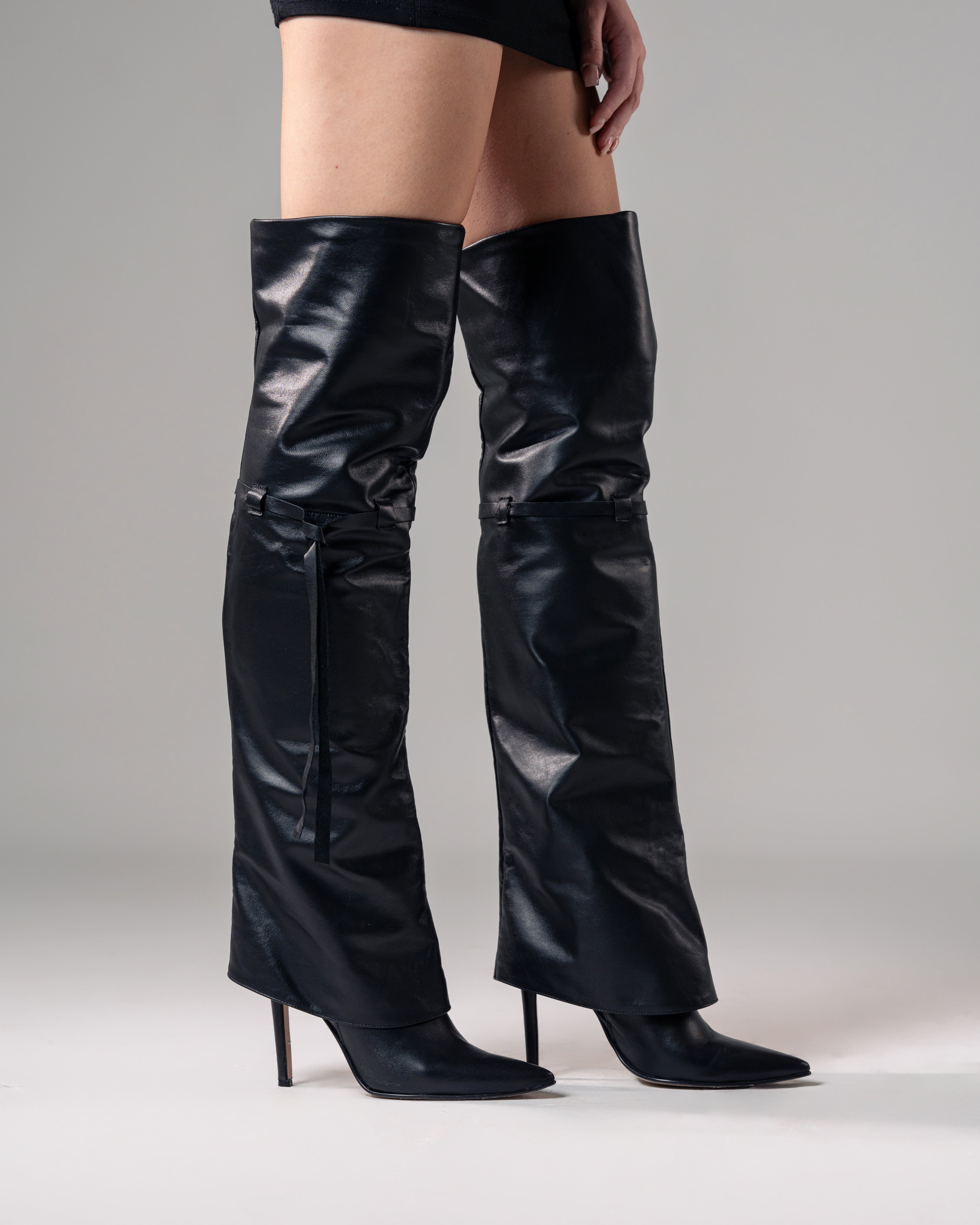 CELYNE 501 - Tubular boot above the knee in Real Suede with 10 Cm heel