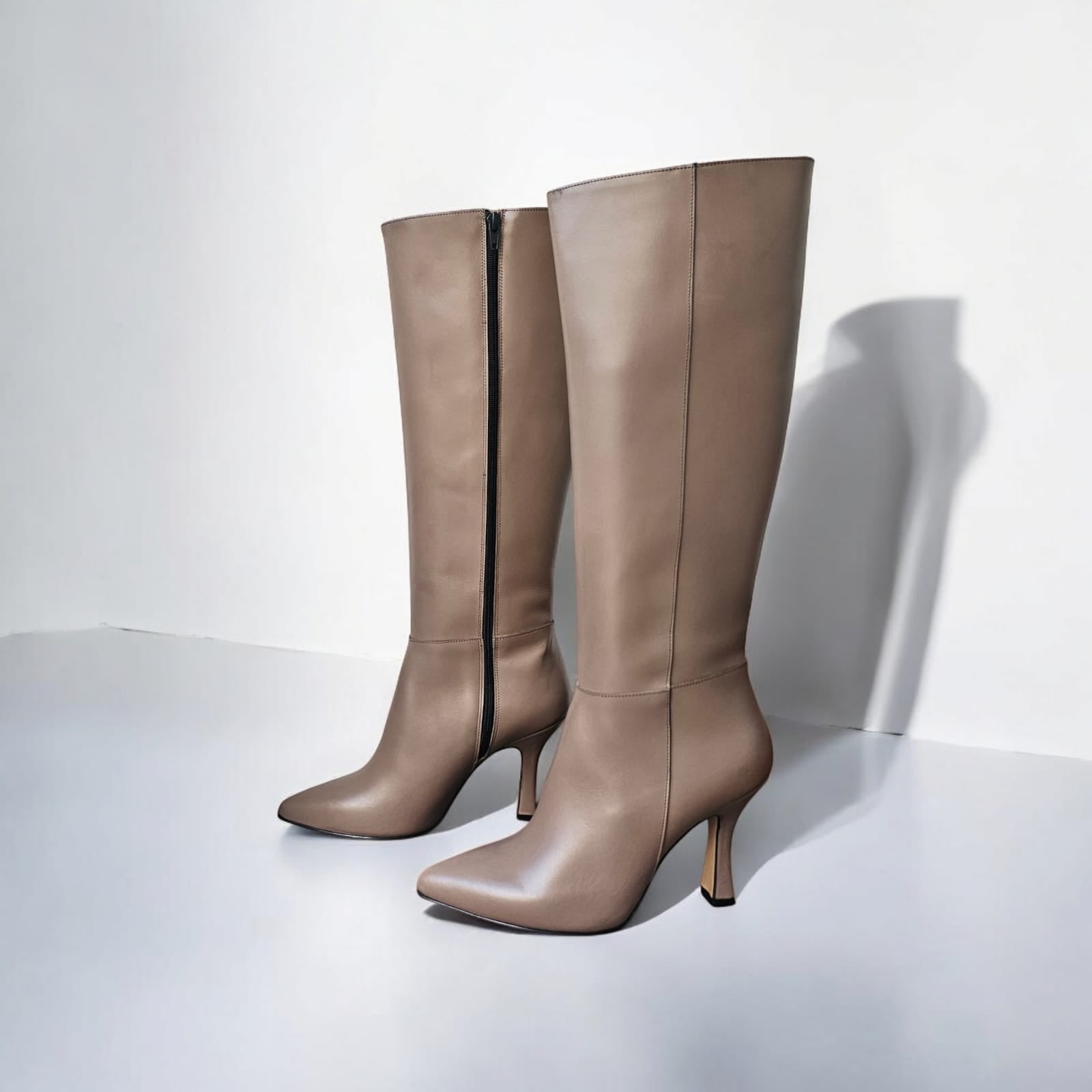 ZIP500 - Hazelnut Genuine Leather Zip Boot - 9cm Rocchetta Heel