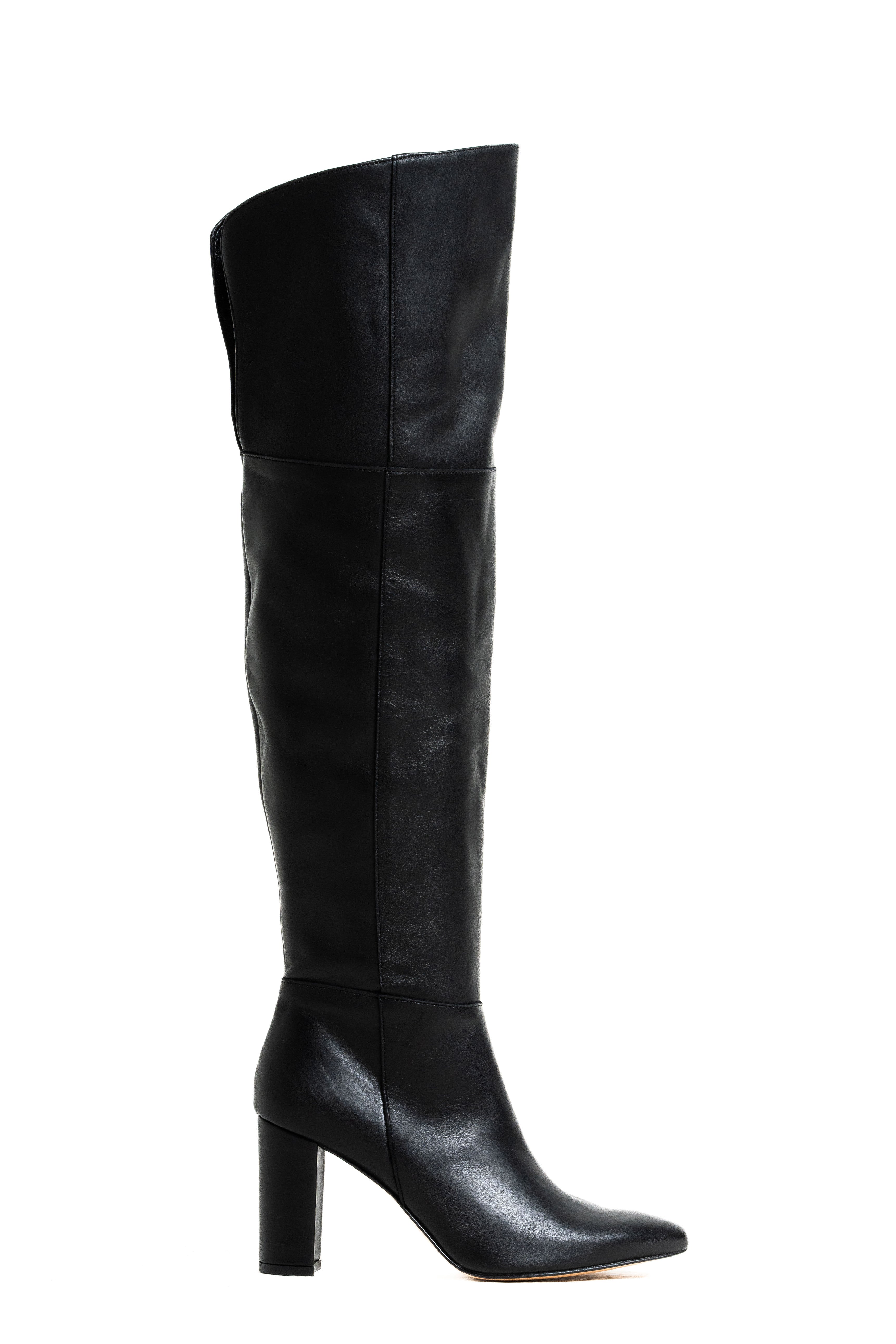 CELYNE 10 - Stivali Cuissardes "Midnight" in Pelle Nera con Tacco Largo